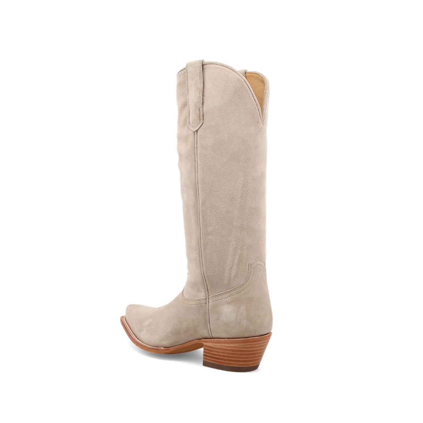 Taupe Faux Suede Snip-Toe Classic Simple Mid Calf Cowgirl Boots