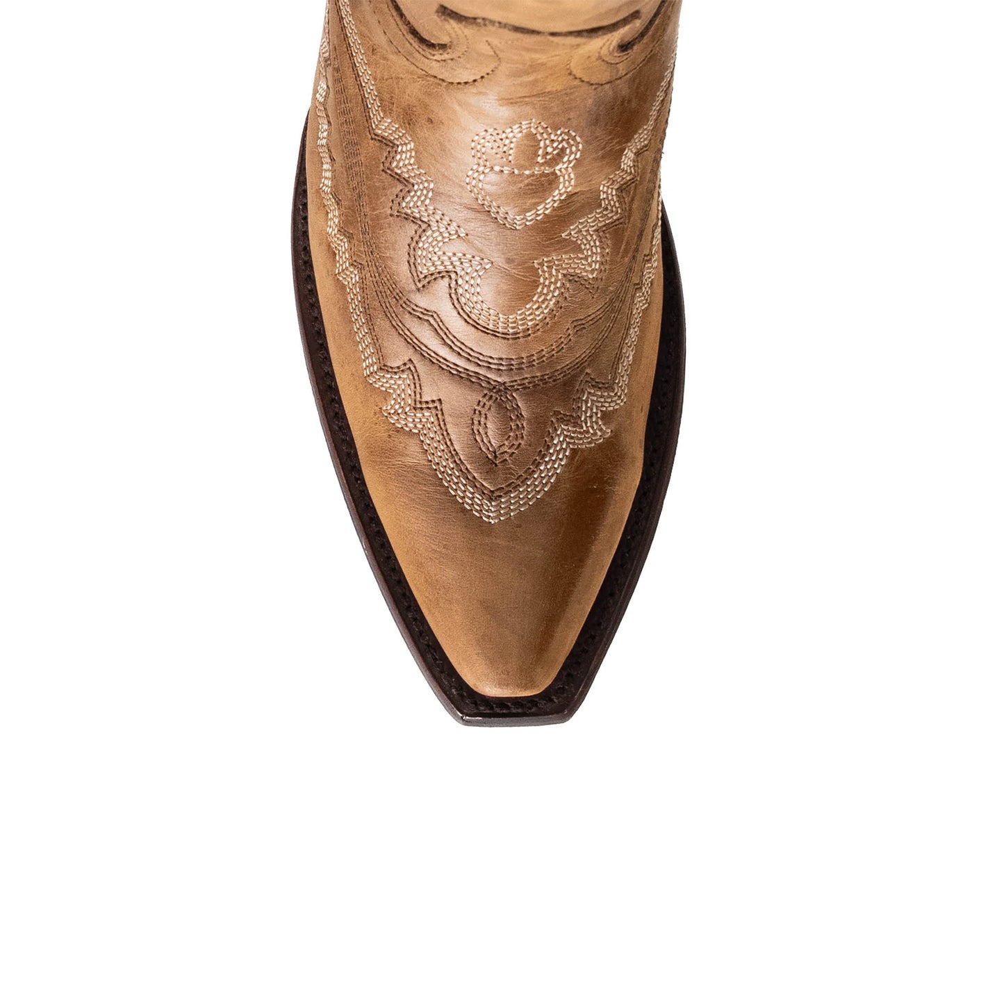 Camel Snip-Toe Embroidery Half-Zip Knee High Classic Cowgirl Boots