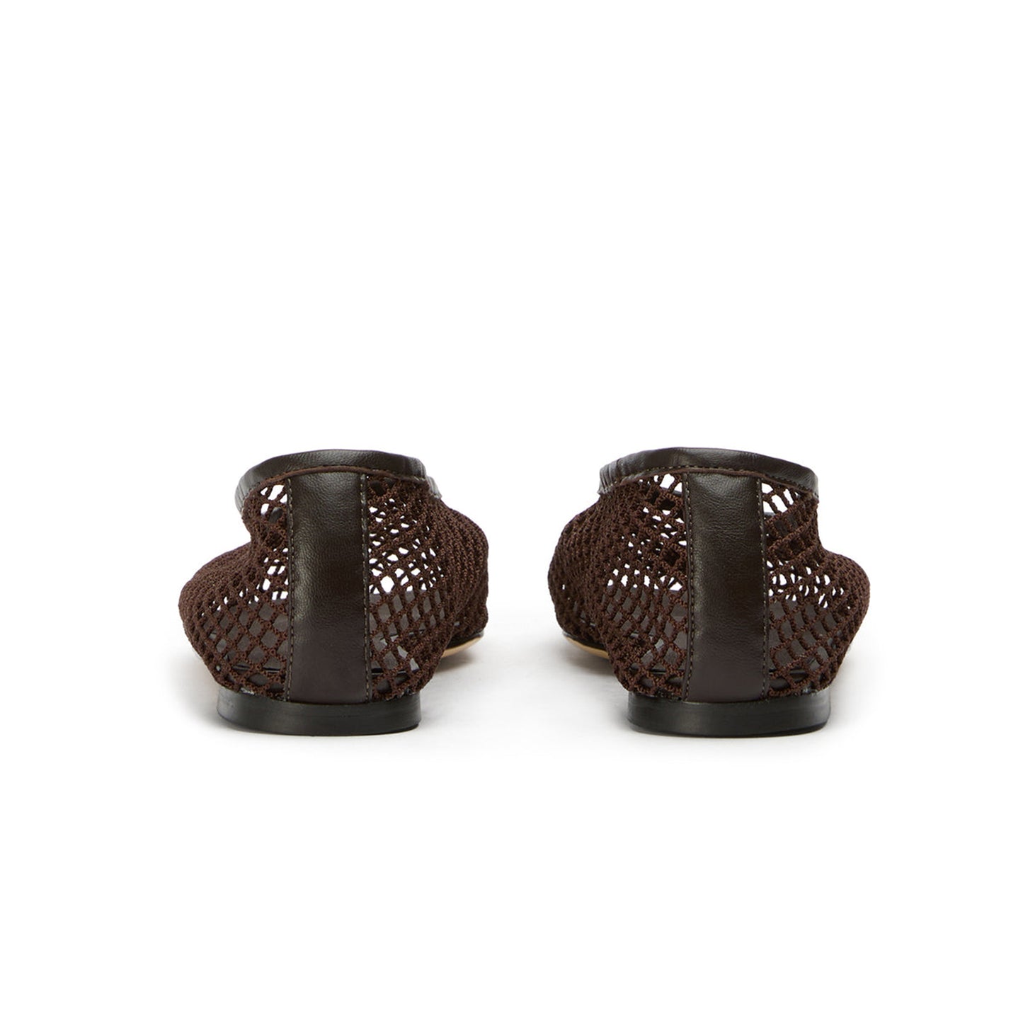 Chocolate Mesh Vegan Leather Square-Toe Ballet Flats