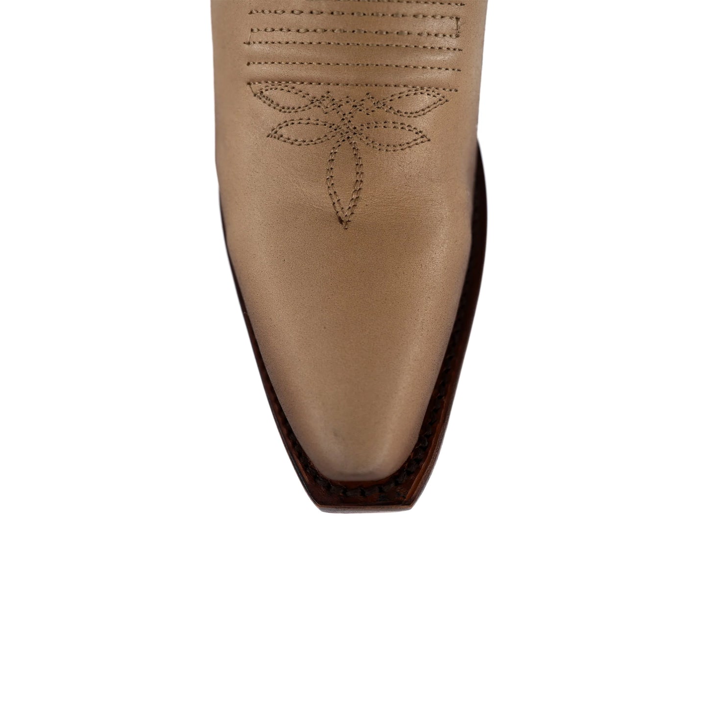 Latte Snip-Toe Rhinestone Embroidery Half-Zip Knee High Cowgirl Boots