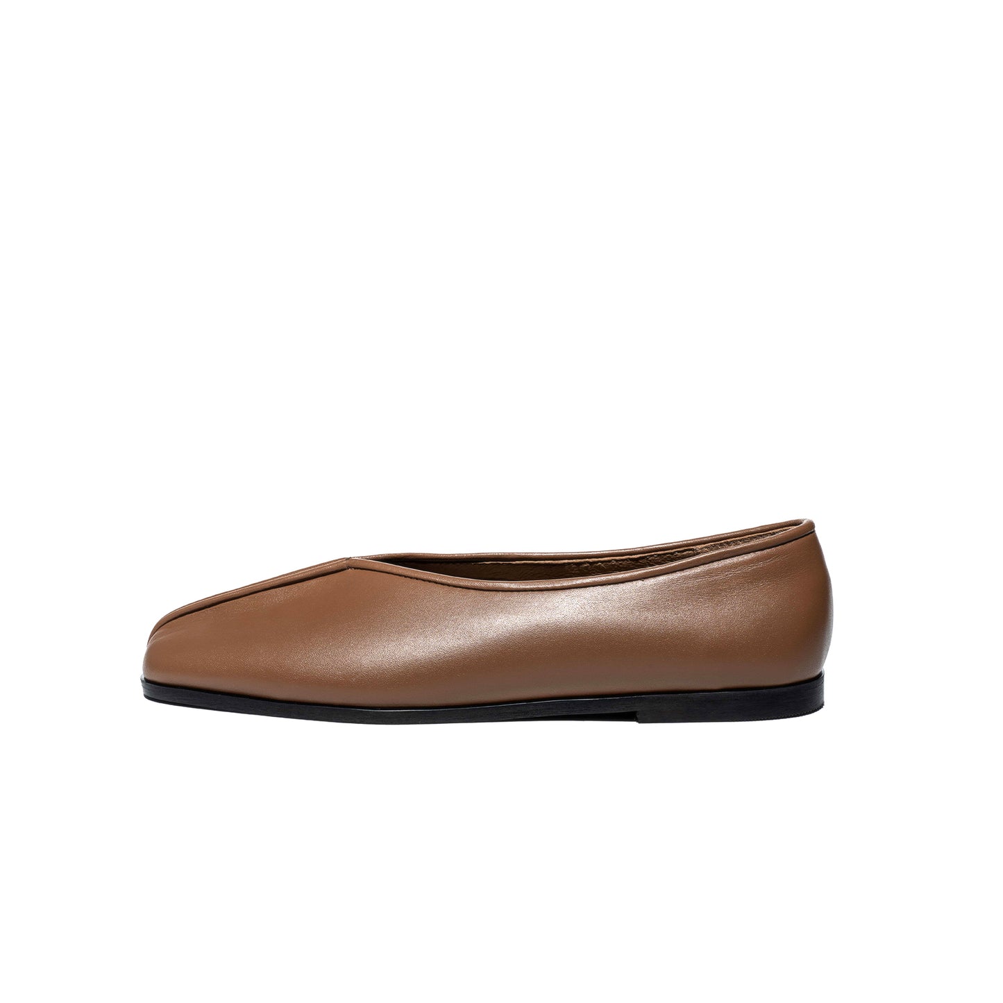 Brown Square-Toe Ballet Classic Flats