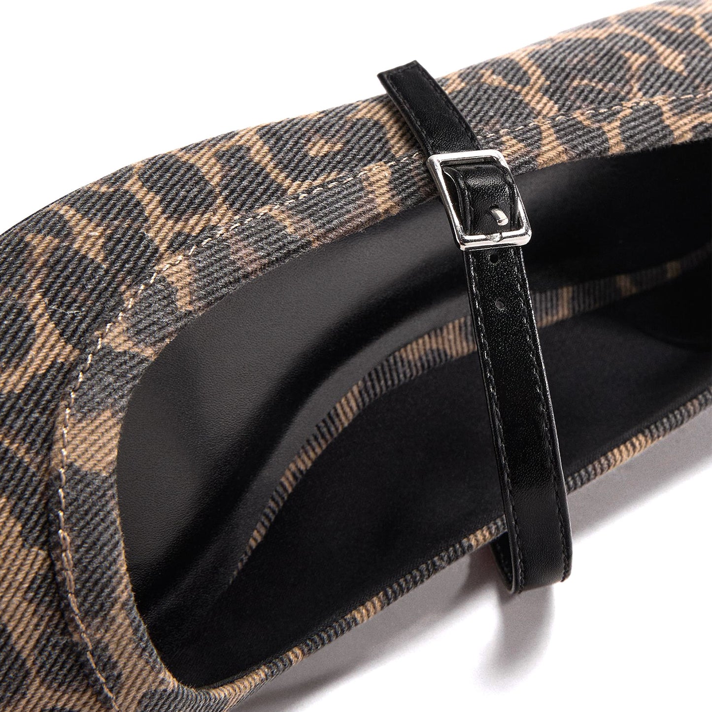 Leopard Pattern Denim Square-Toe Mary Jane Ballet Flats