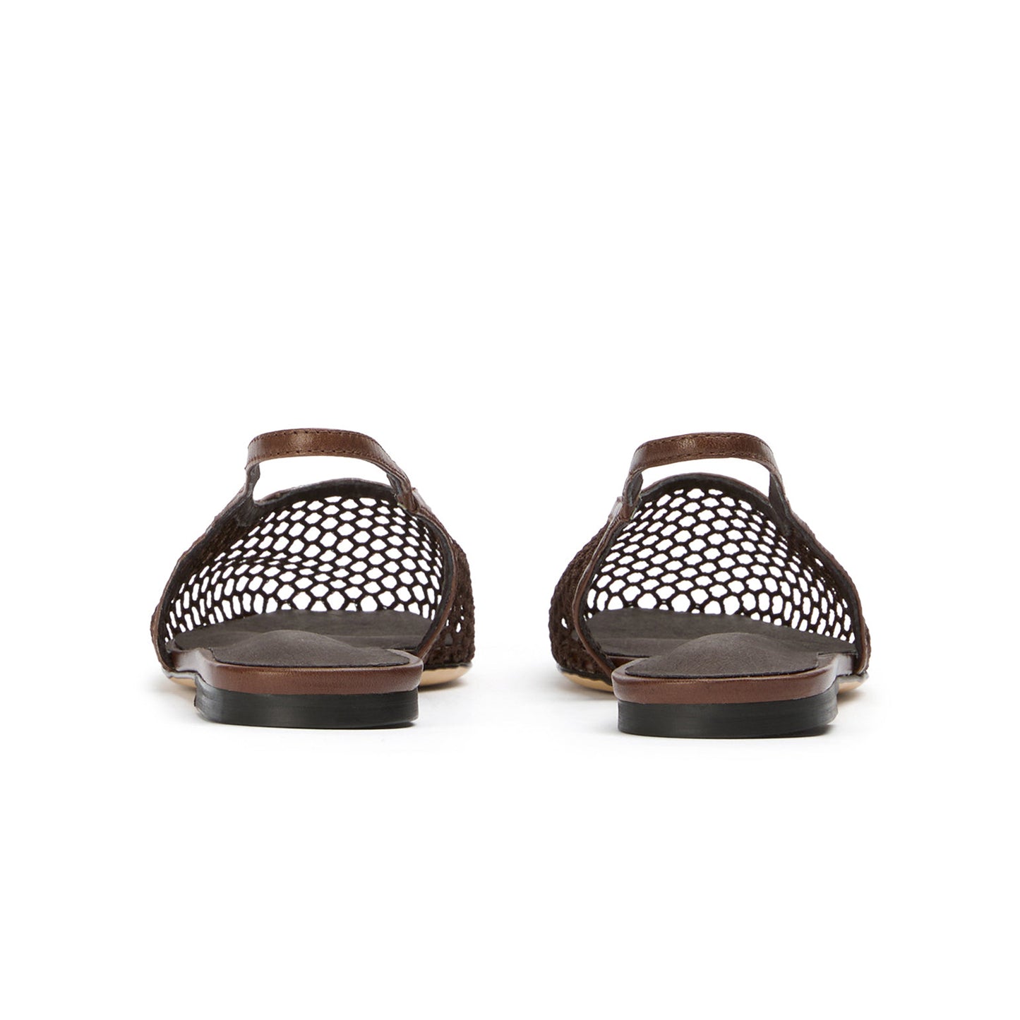 Chocolate Mesh Square-Toe Sleek Slip-On Slingback Flats
