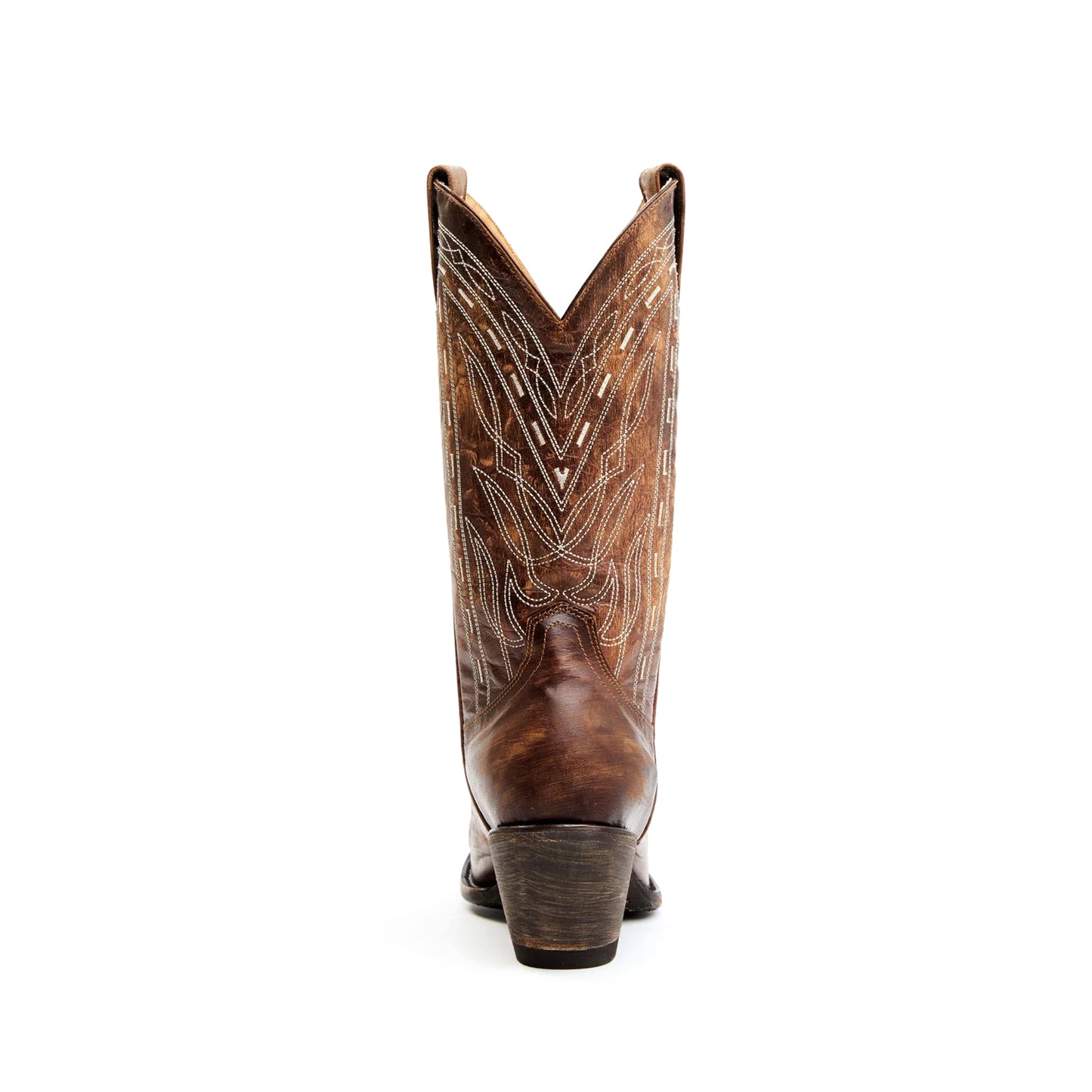Dark Brown Pointed-Toe Western Embroidery Mid Calf Cowgirl Boots