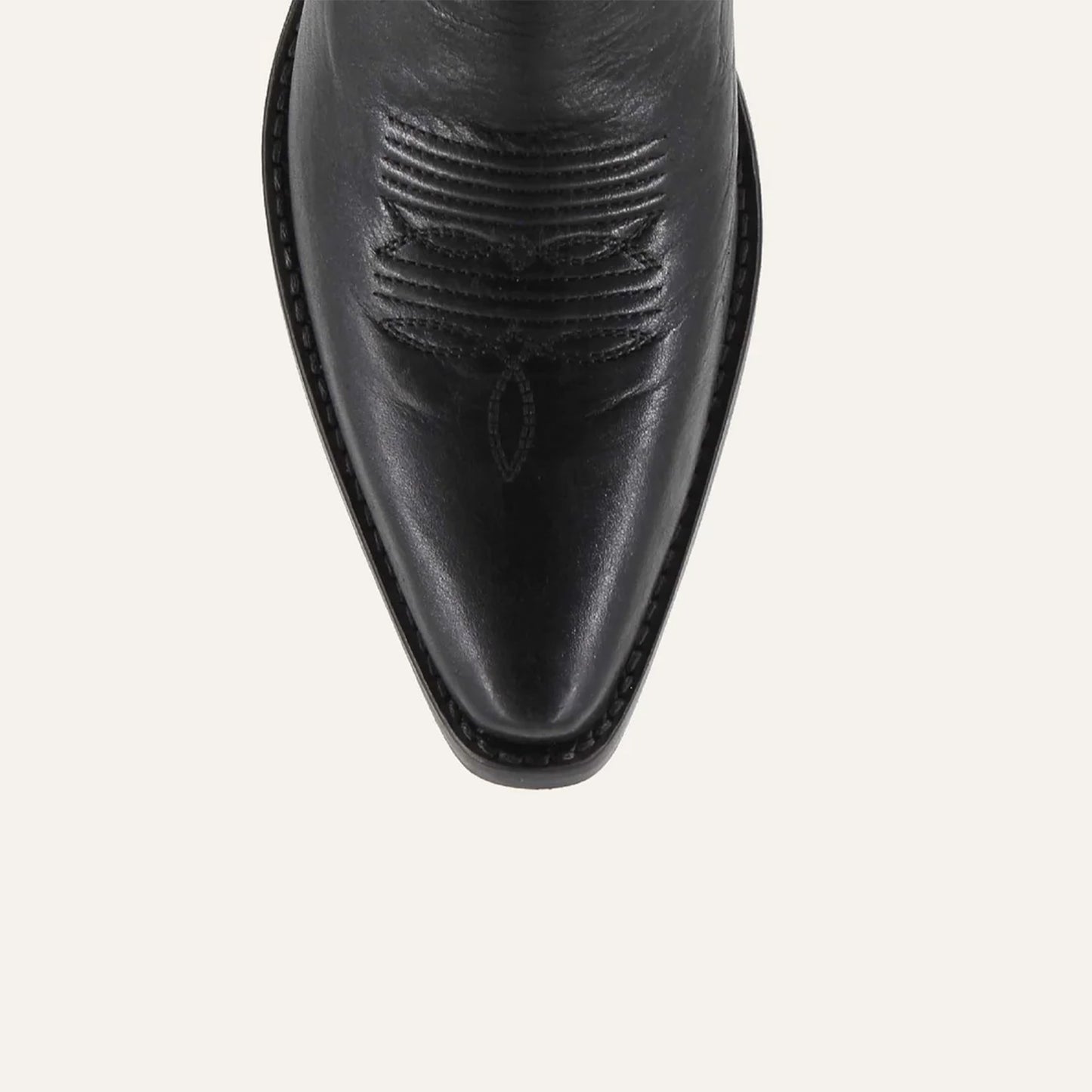 Black Snip-Toe Embroidery Western Mid Calf Cowgirl Boots