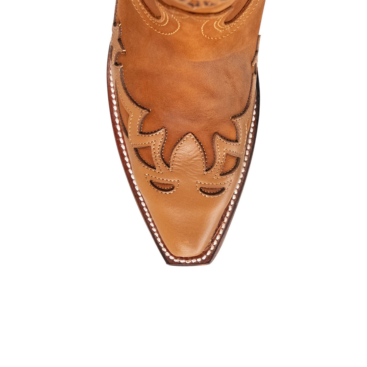 Tabacco Snip-Toe Eagle Applique Half-Zip Knee High Cowgirl Boots