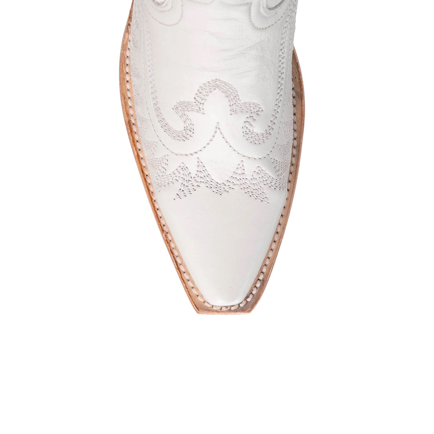 White Snip-Toe Embroidery Side Fringe Half-Zip Knee High Cowgirl Boots