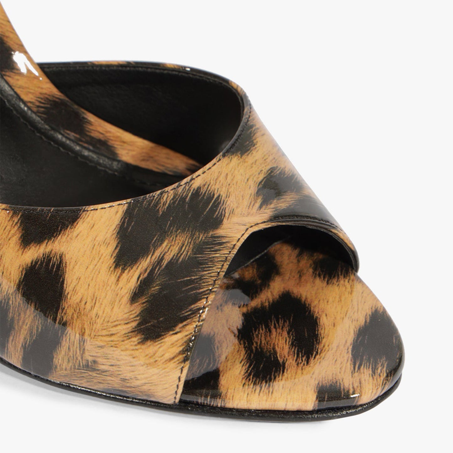 Patent Leopard Round-Toe Slip-On Sandal High Heels