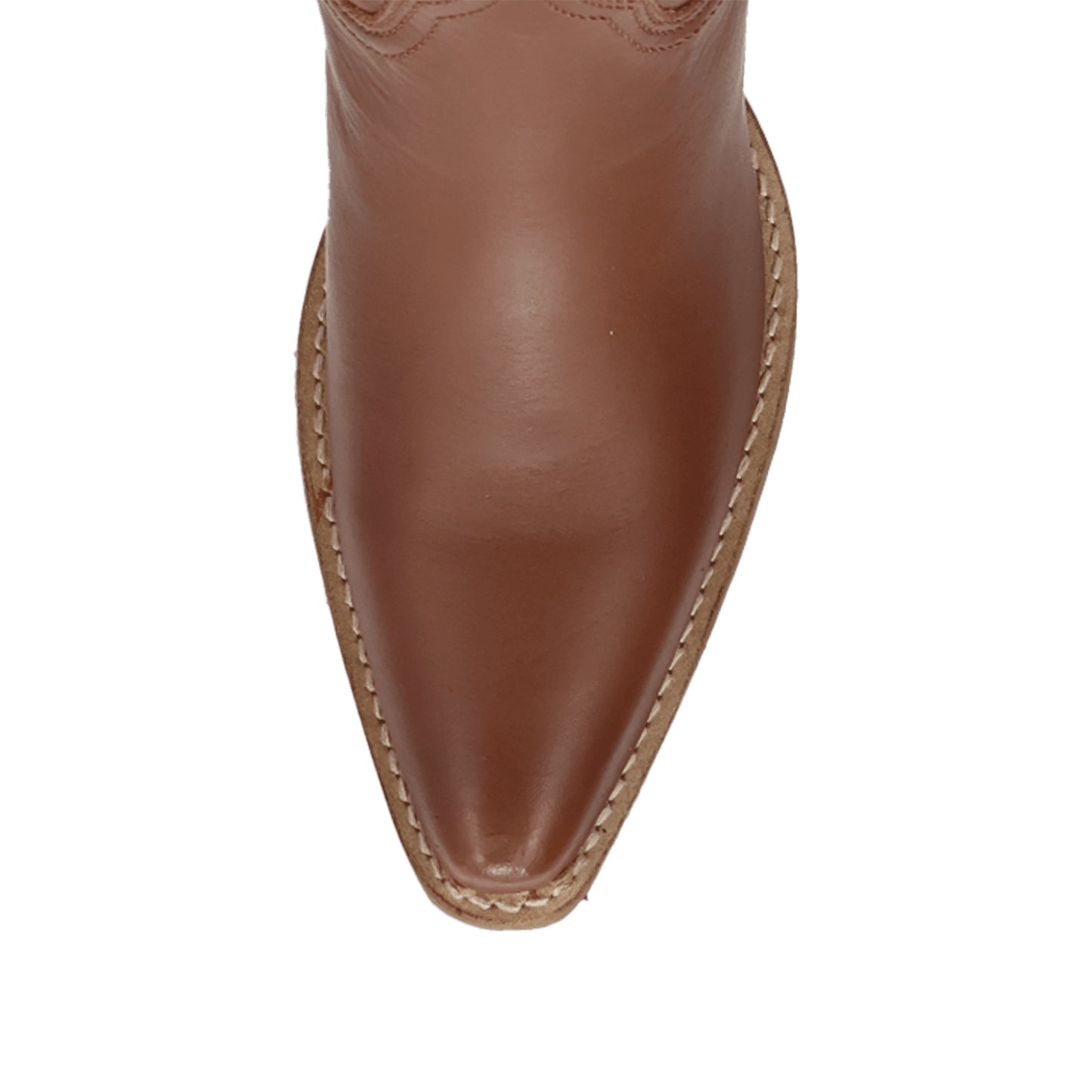 Brown Snip-Toe Lightning Embroidery Mid Calf Classic Cowgirl Boots