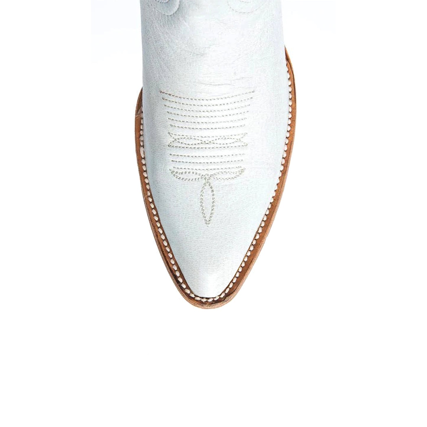 White Almond-Toe Embroidery Ankle Cowgirl Boots