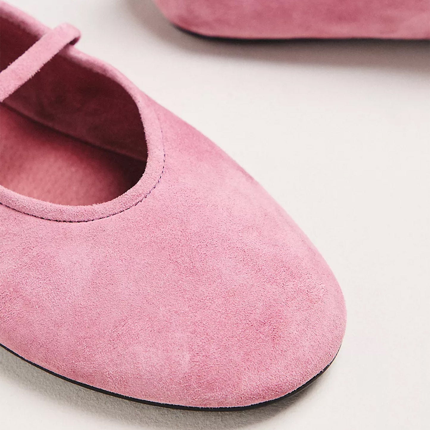 Lavender Faux Suede Round-Toe Bridge Strap Ballet Flats