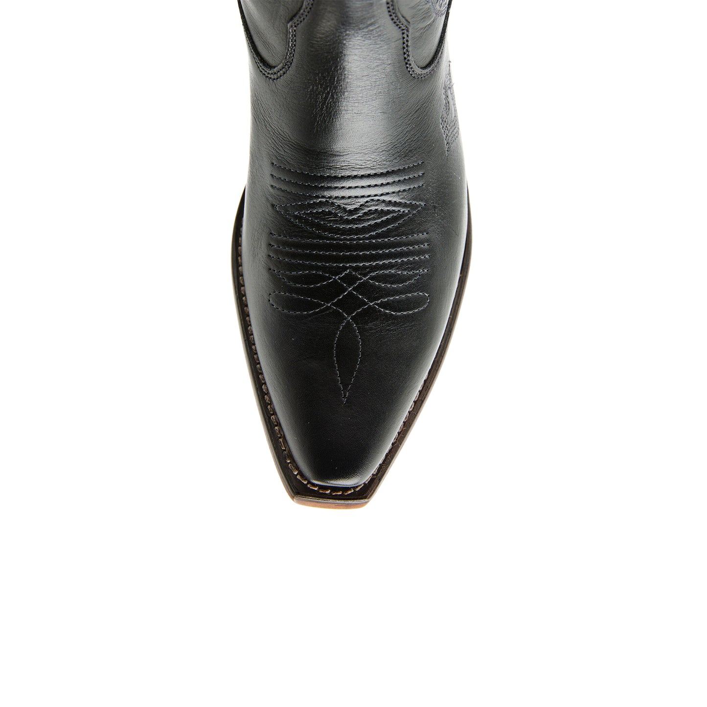 Black Snip-Toe Heart Inlay Horseshoe Embroidery Ankle Cowgirl Boots