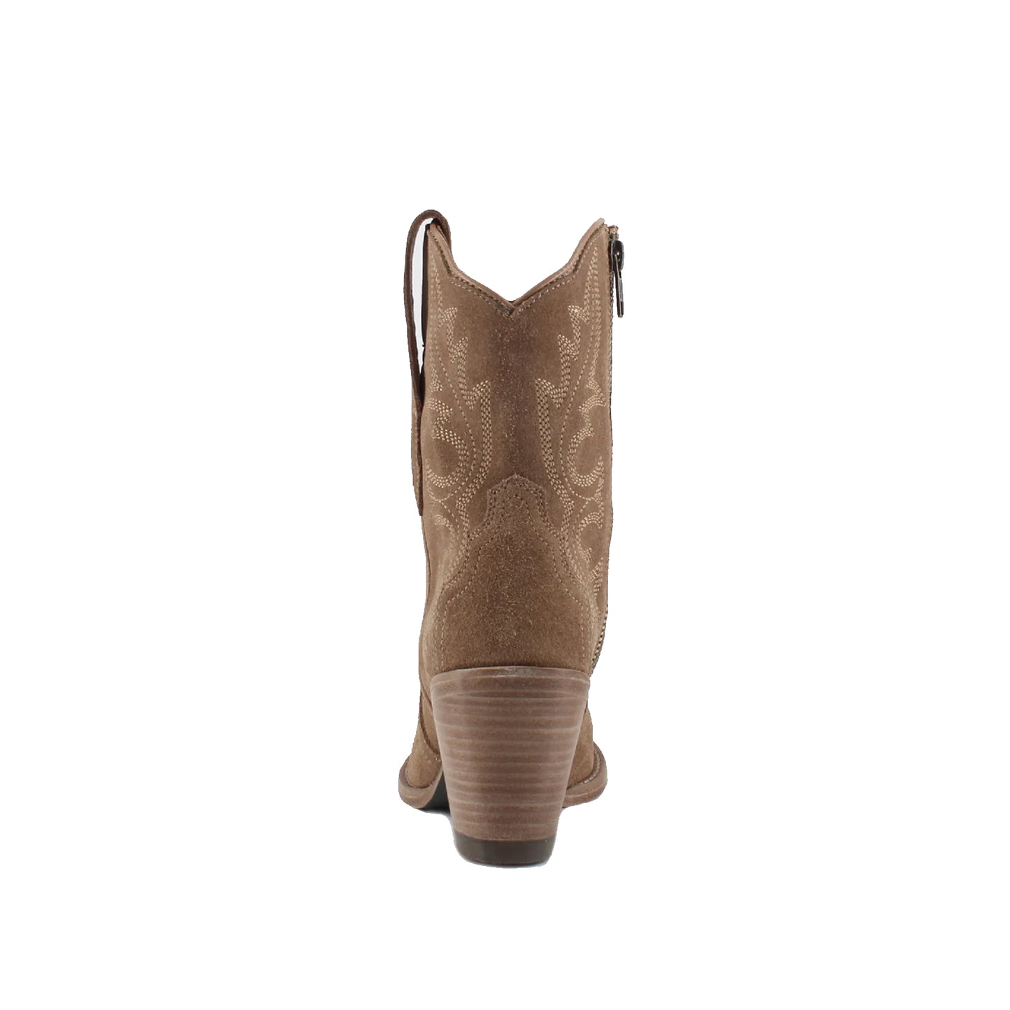 Brown Faux Suede Snip-Toe Embroidery Ankle Cowgirl Boots