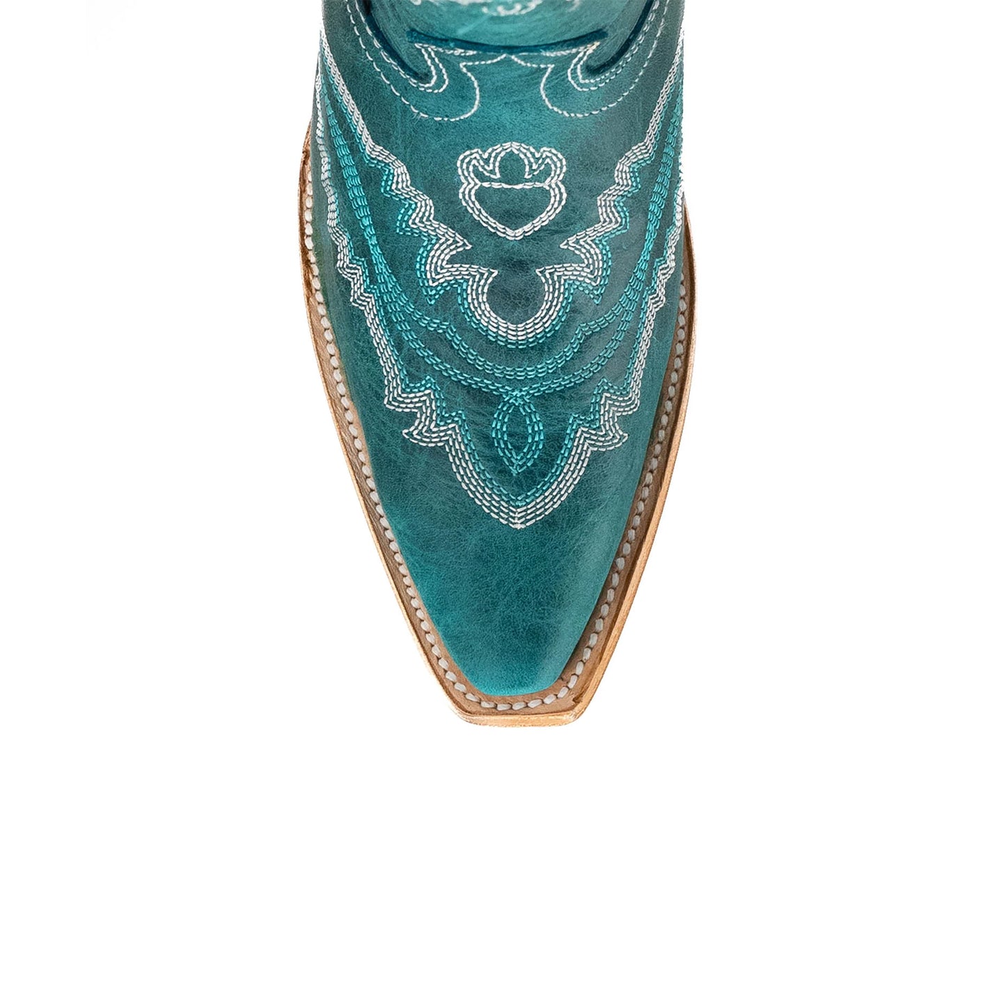 Turquoise Snip-Toe Embroidery Half-Zip Knee High Classic Cowgirl Boots