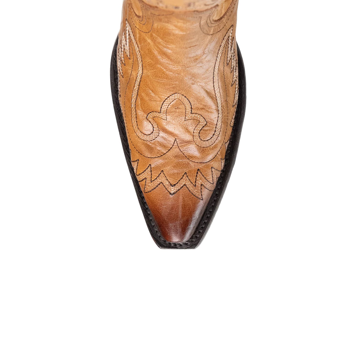 Camel Snip-Toe Embroidery Side Fringe Half-Zip Knee High Cowgirl Boots