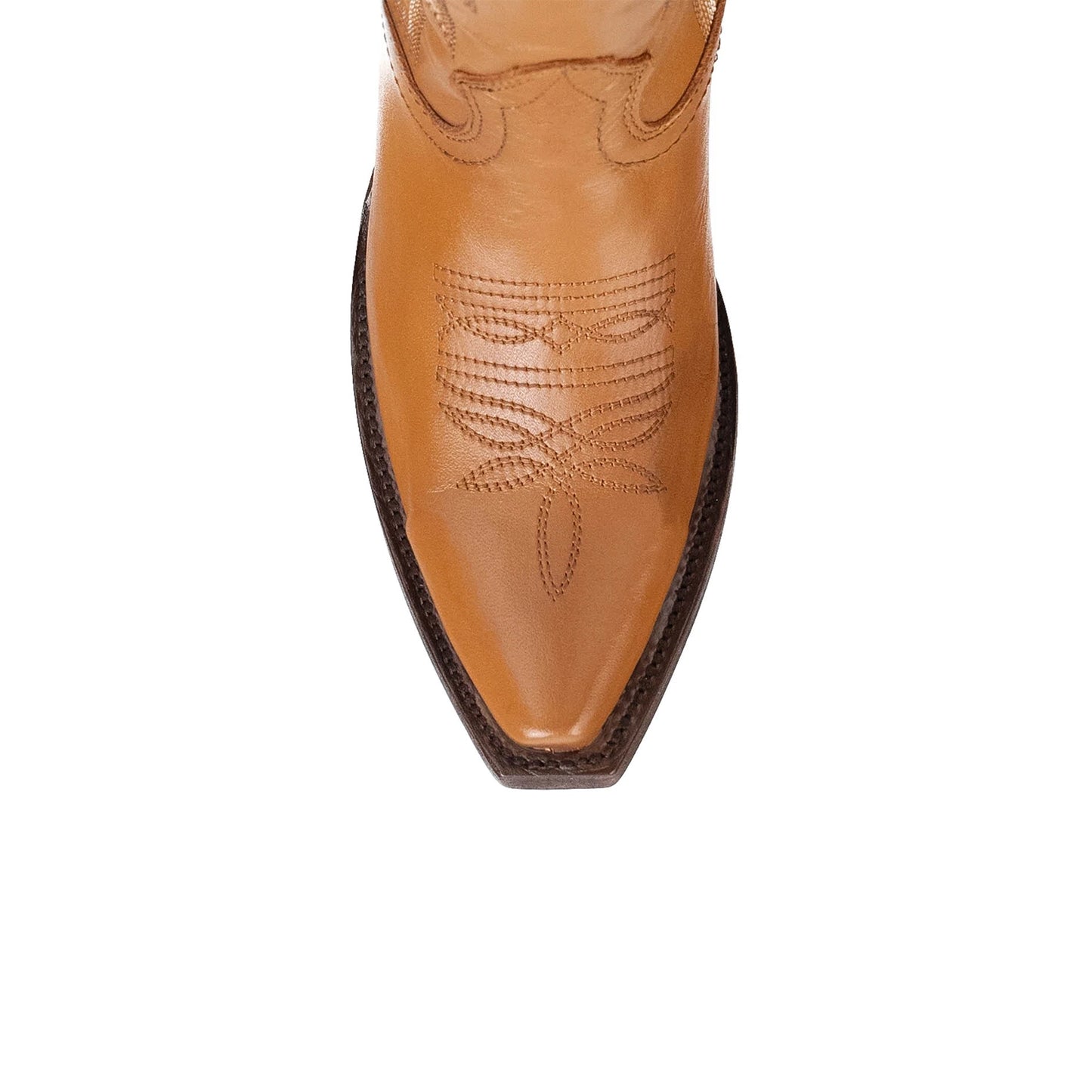 Bronze Snip-Toe Half-Zip Embroidery Knee High Cowgirl Boots