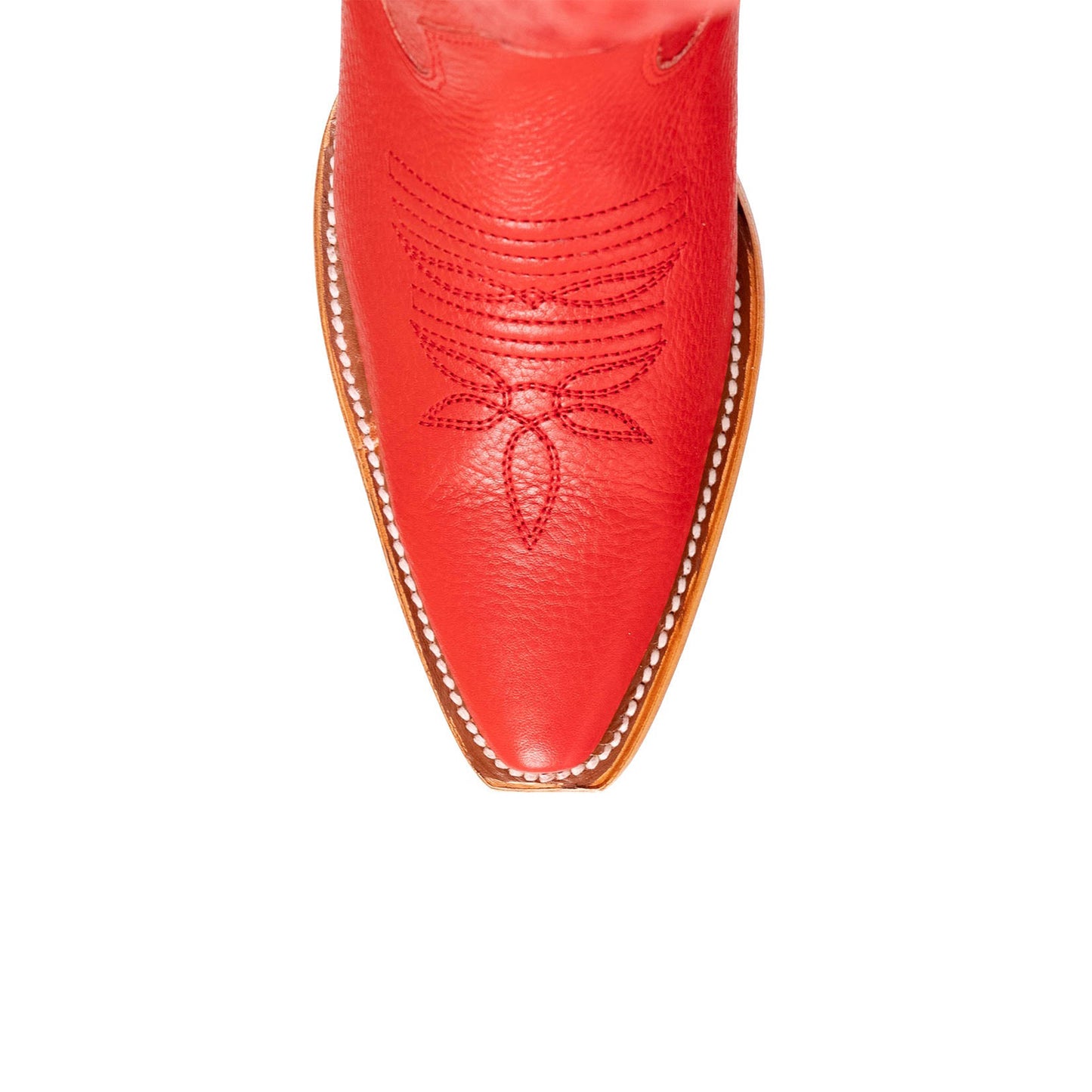 Red Snip-Toe Classic Embroidery Half-Zip Over-The-Knee Cowgirl Boots