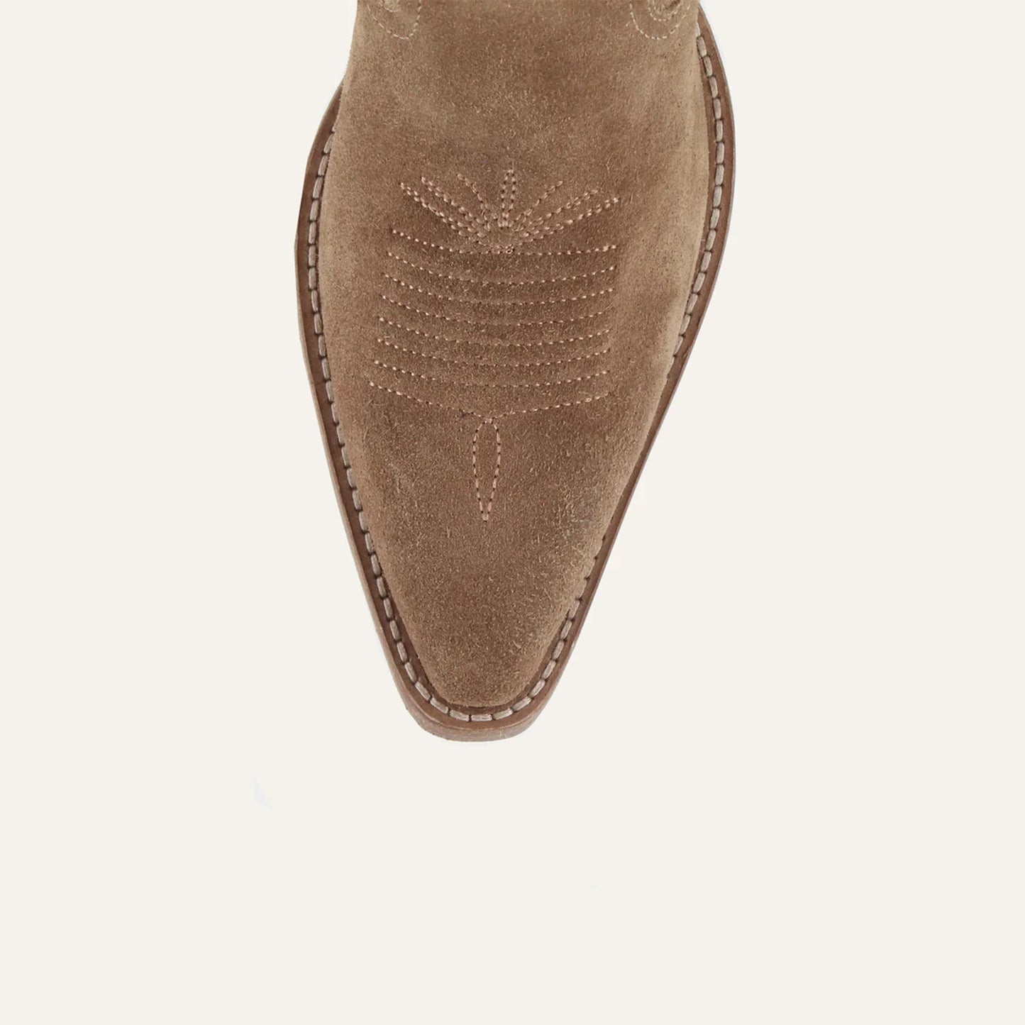 Camel Faux Suede Snip-Toe Mid Calf Embroidery Cowgirl Boots