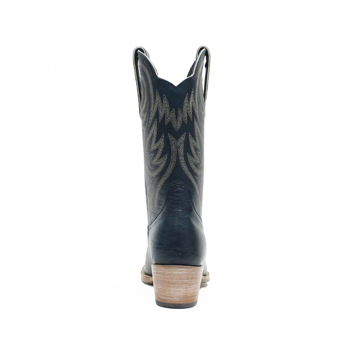 Dark Blue Snip-Toe Western Embroidery Mid Calf Cowgirl Boots