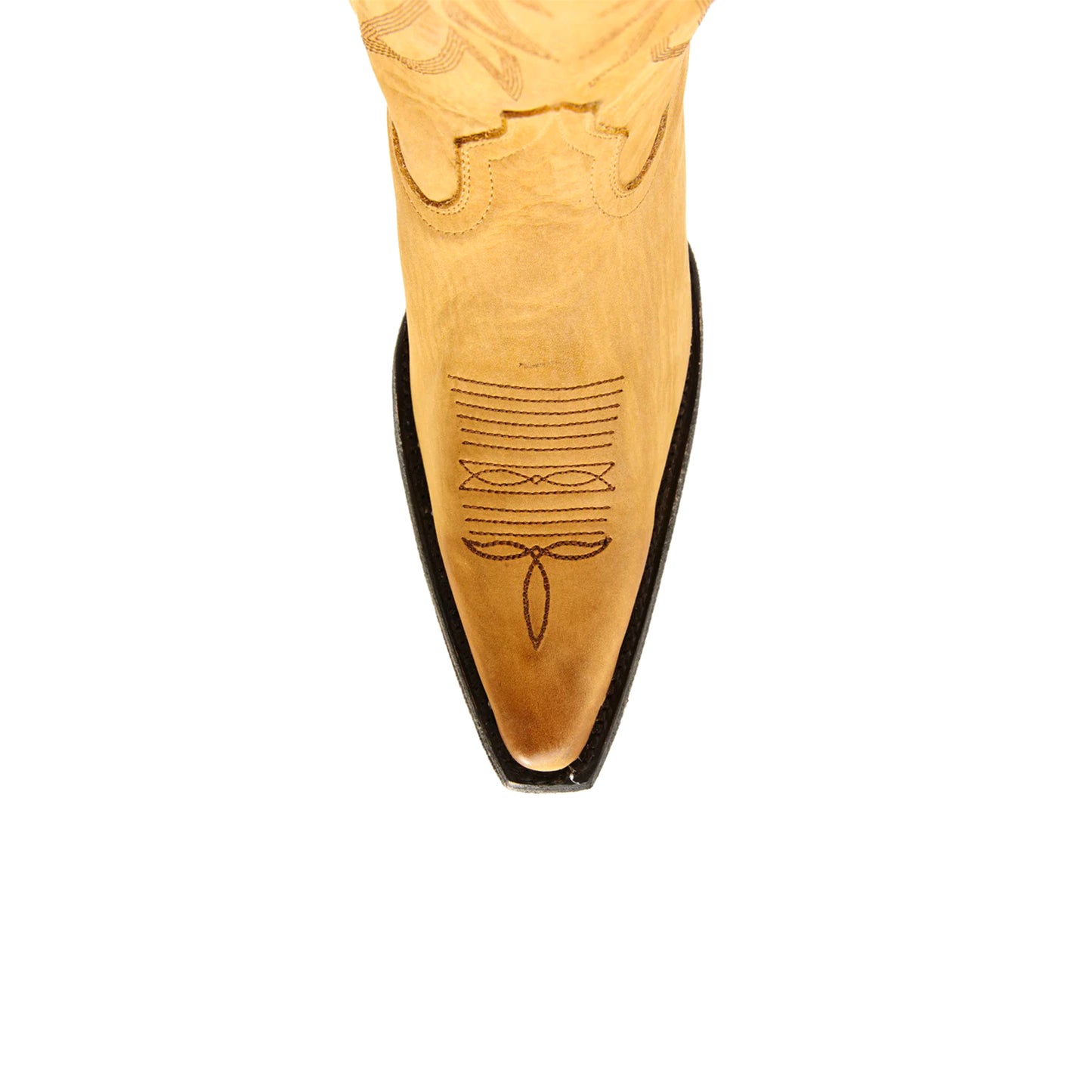 Tan Snip-Toe Embroidery Half-Zip Knee High Tall Cowgirl Boots