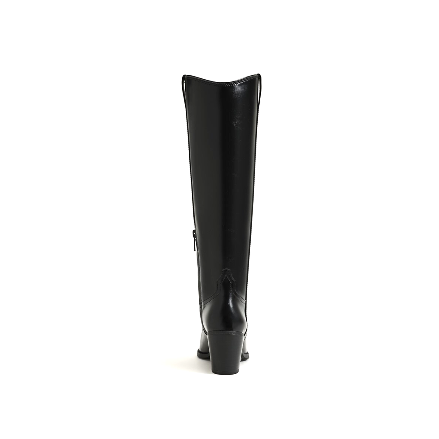 Black Pointed-Toe Half-Zip Knee High Cowgirl Boots