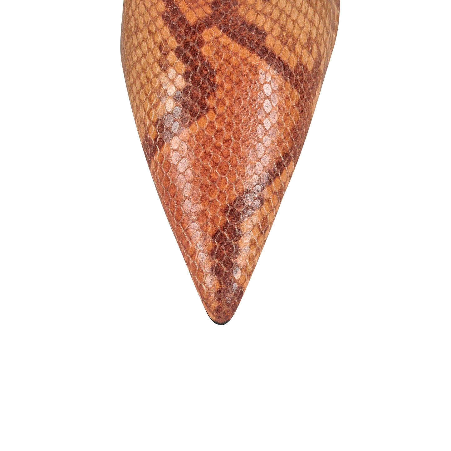 Orange Snakeskin Pointed-Toe Zipper Knee High Stiletto Boots