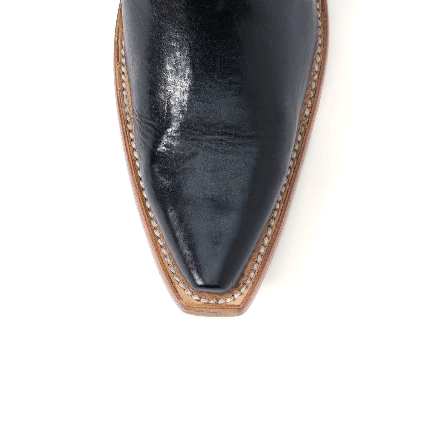 Black Snip-Toe Simple Half-Zip Tall Knee High Cowgirl Boots