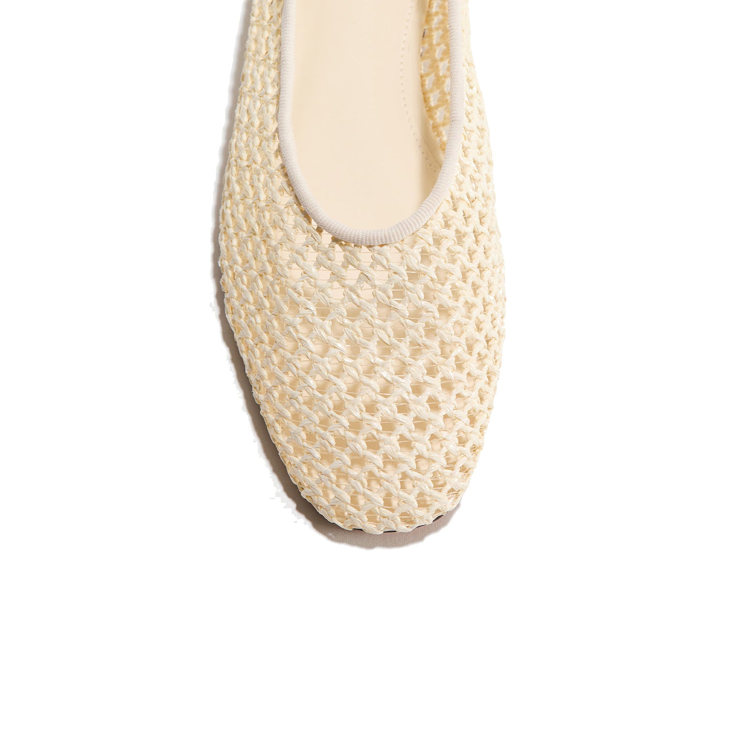 Cream Woven Square-Toe Simple Slip-On Ballet Classic Flats