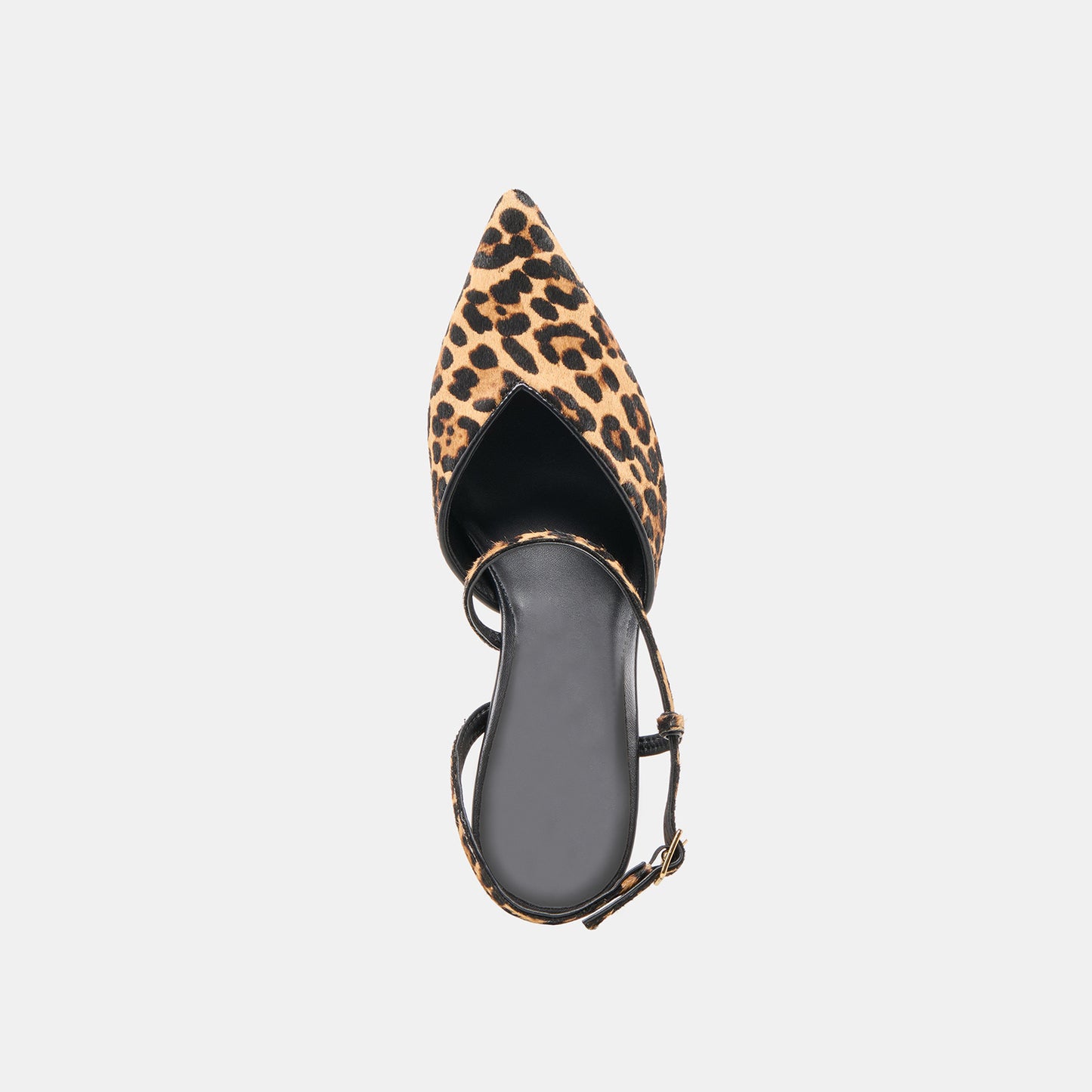 Leopard Pony Hair Pointed-Toe S-Shaped Strap High Heels