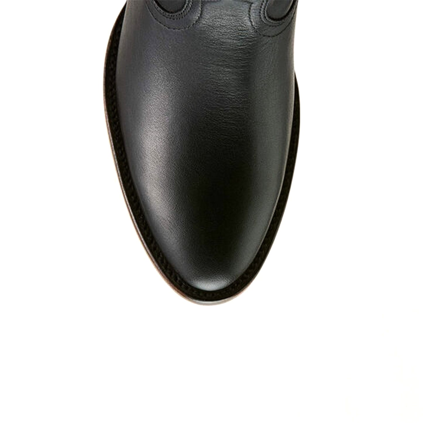 Black Round-Toe Simple Wide Calf Knee High Cowgirl Boots