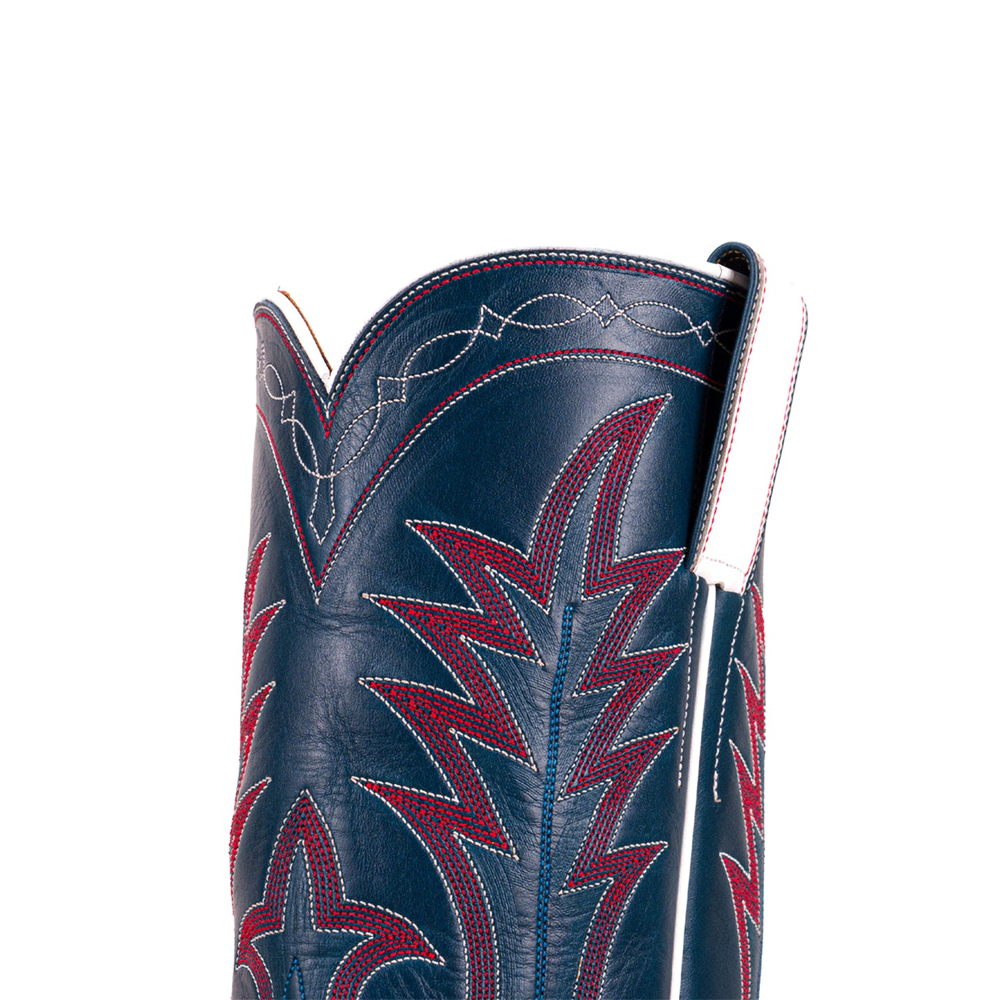 Dark Blue Snip-Toe Embroidery Mid Calf Cowgirl Boots