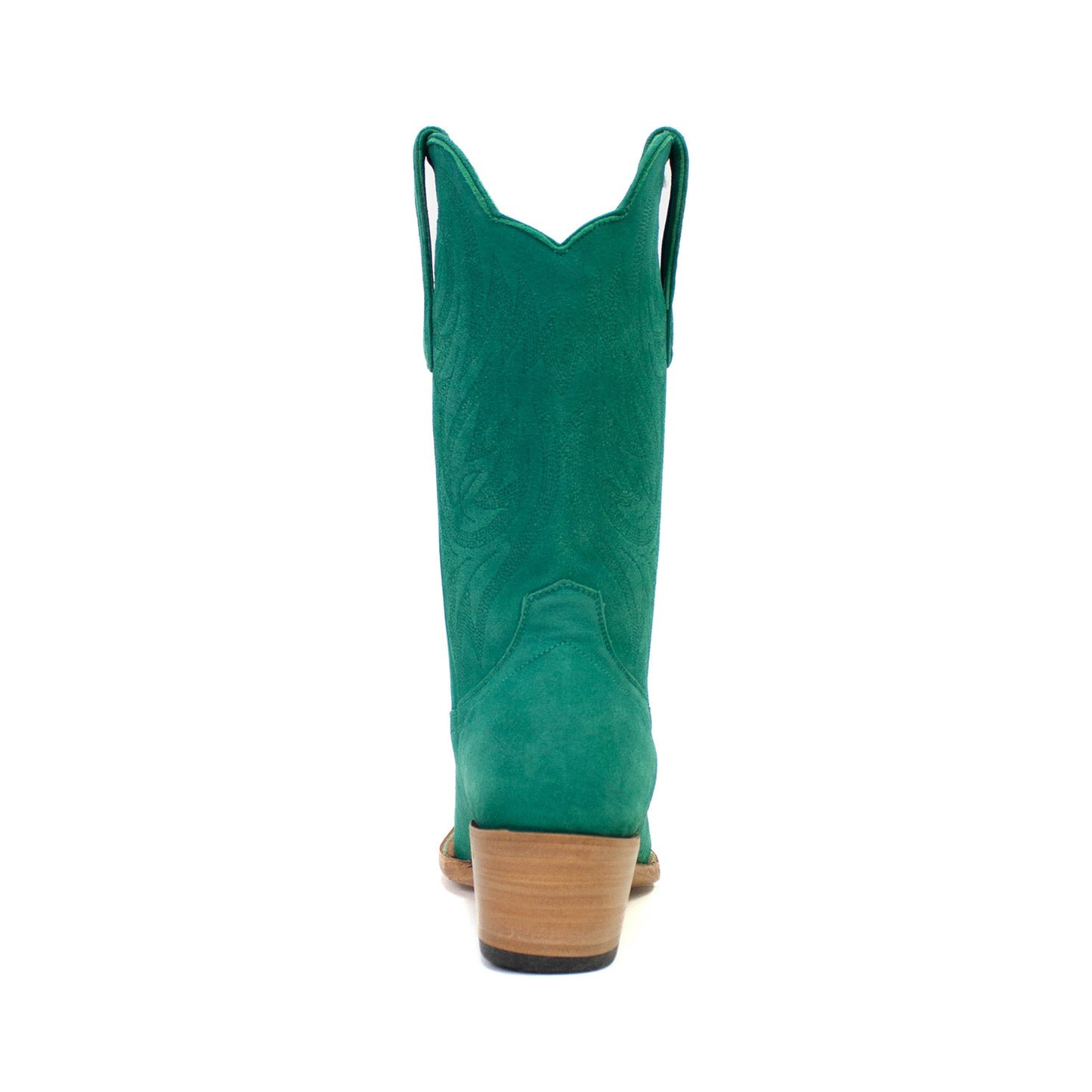 Green Faux Suede Snip-Toe Western Embroidery Mid Calf Cowgirl Boots