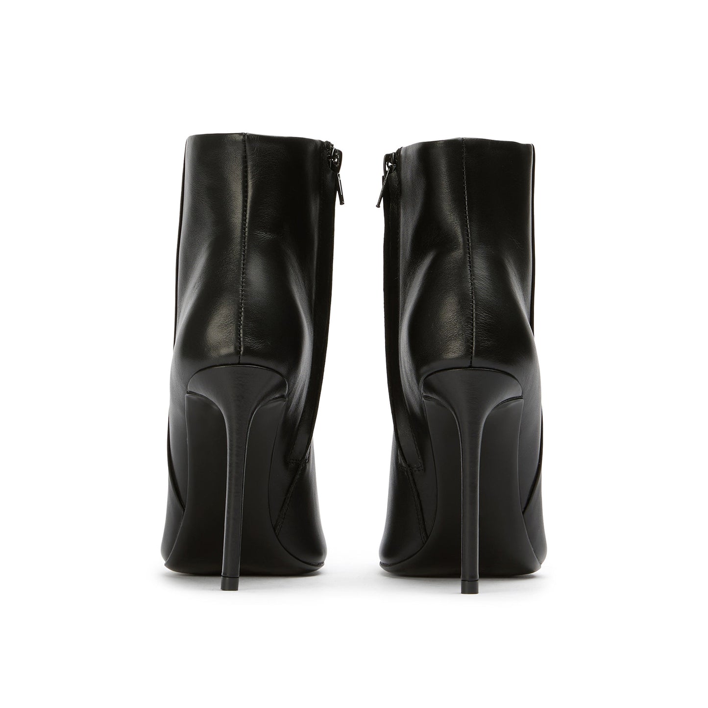 Black Pointed-Toe Full-Zip Sleek Ankle Stiletto Boots