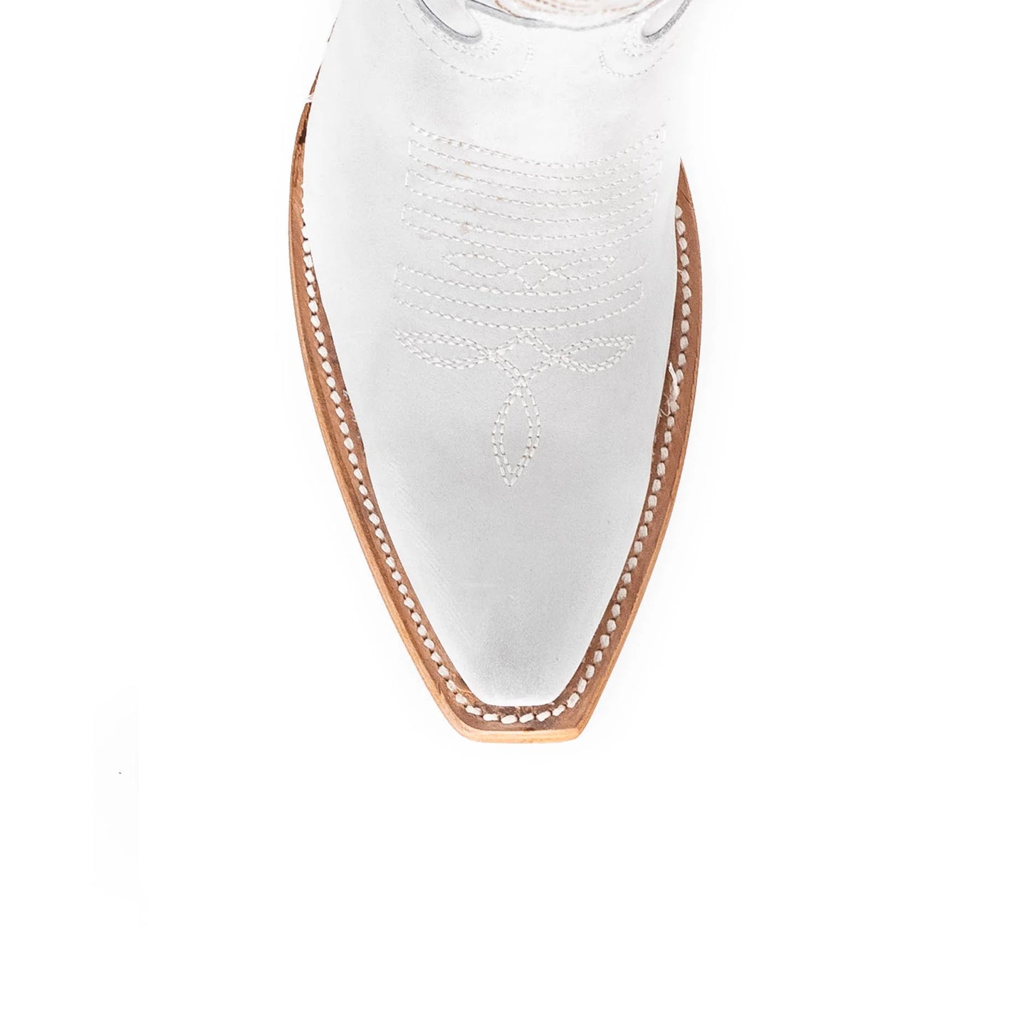 White Snip-Toe Thread Stitching Half-Zip Knee High Cowgirl Boots