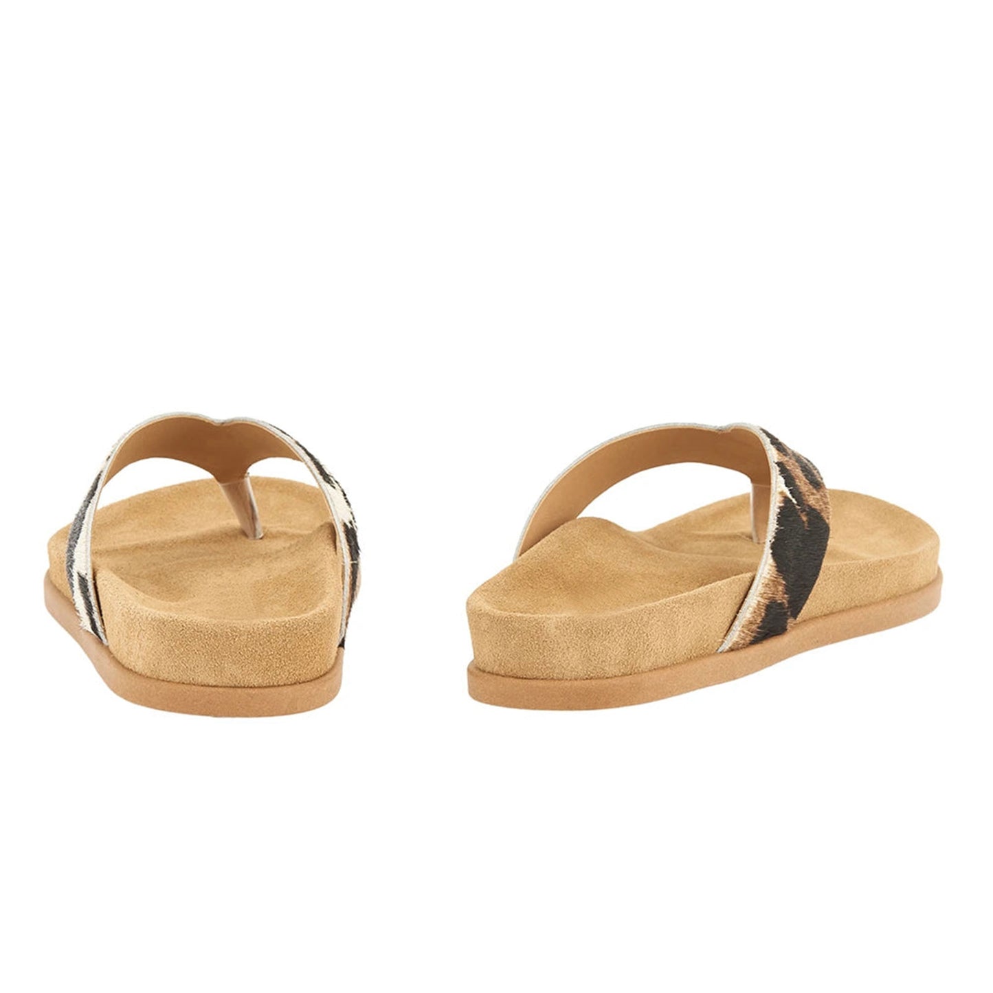 Cow Pattern Pony Hair Square-Toe Chic Flip-Flops Flats