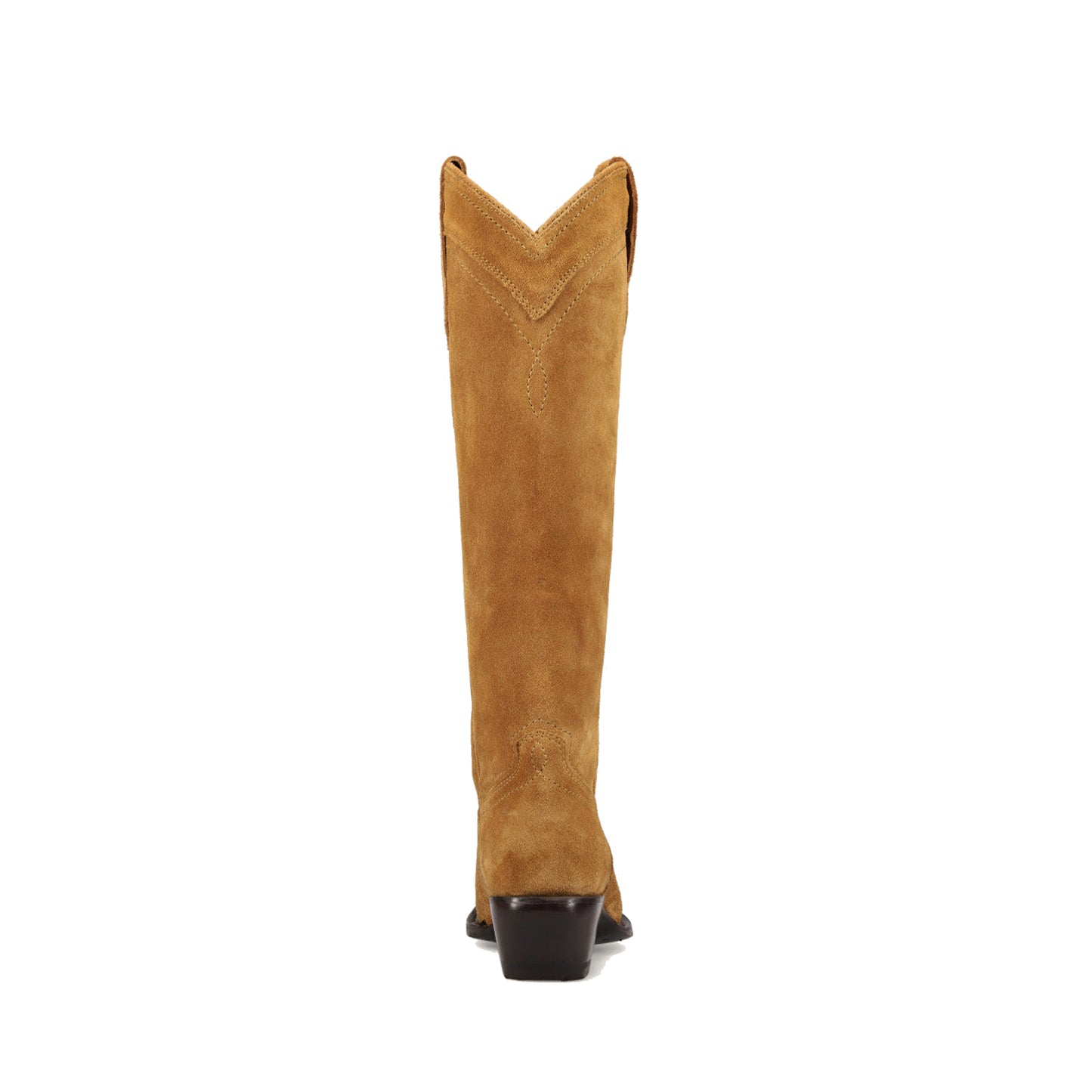Camel Faux Suede Almond-Toe Sleek Wide Calf Knee High Simple Cowgirl Boots
