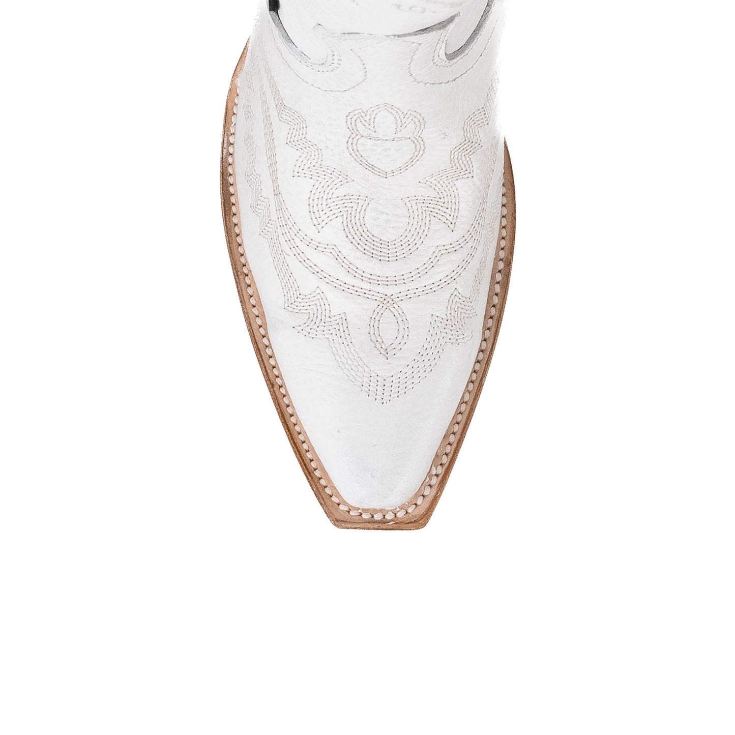 White Snip-Toe Embroidery Half-Zip Knee High Classic Cowgirl Boots