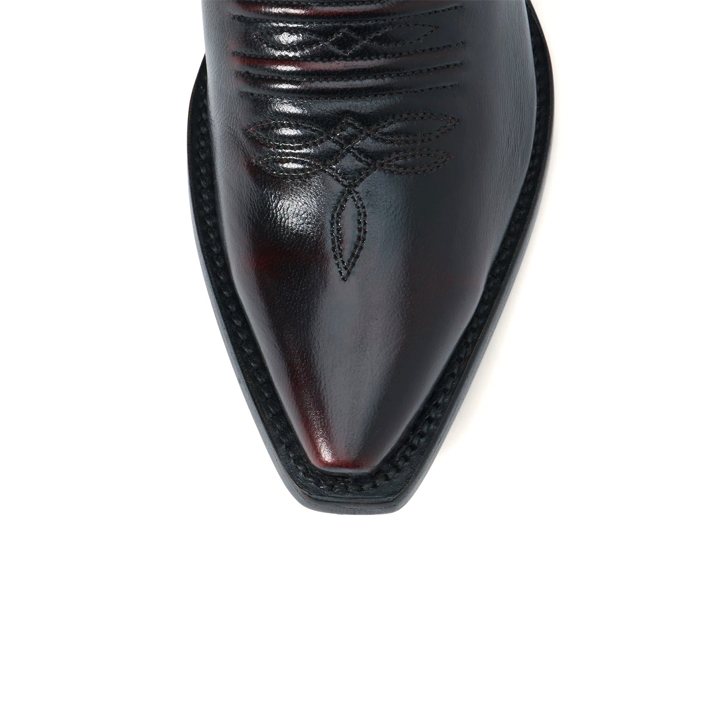 Black Cherry Snip-Toe Embroidery Classic Mid Calf Cowgirl Boots