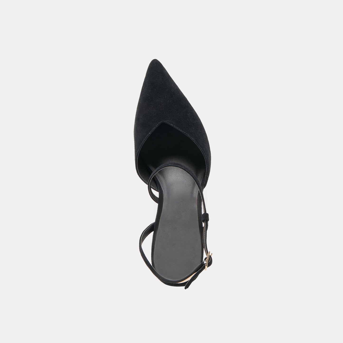 Black Faux Suede Pointed-Toe S-Shaped Strap High Heels