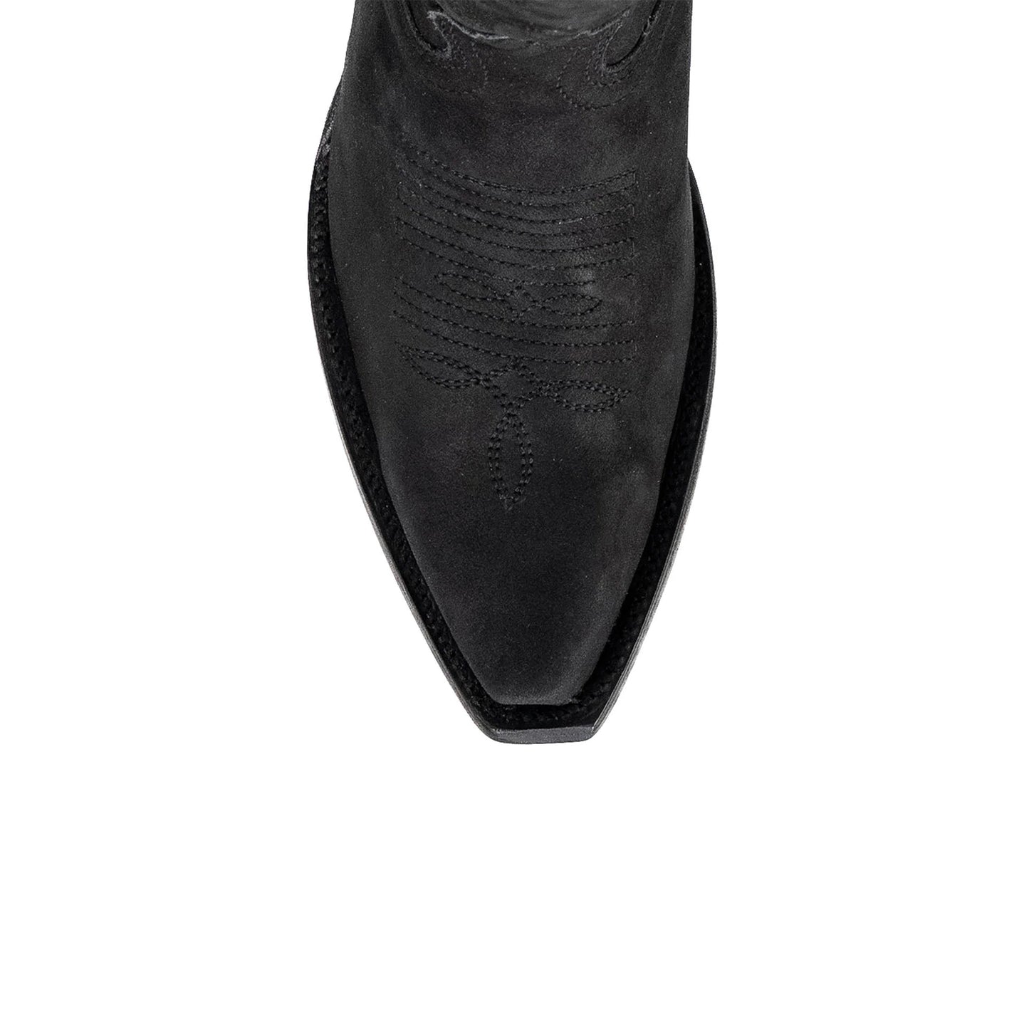Black Snip-Toe Thread Stitching Half-Zip Knee High Cowgirl Boots