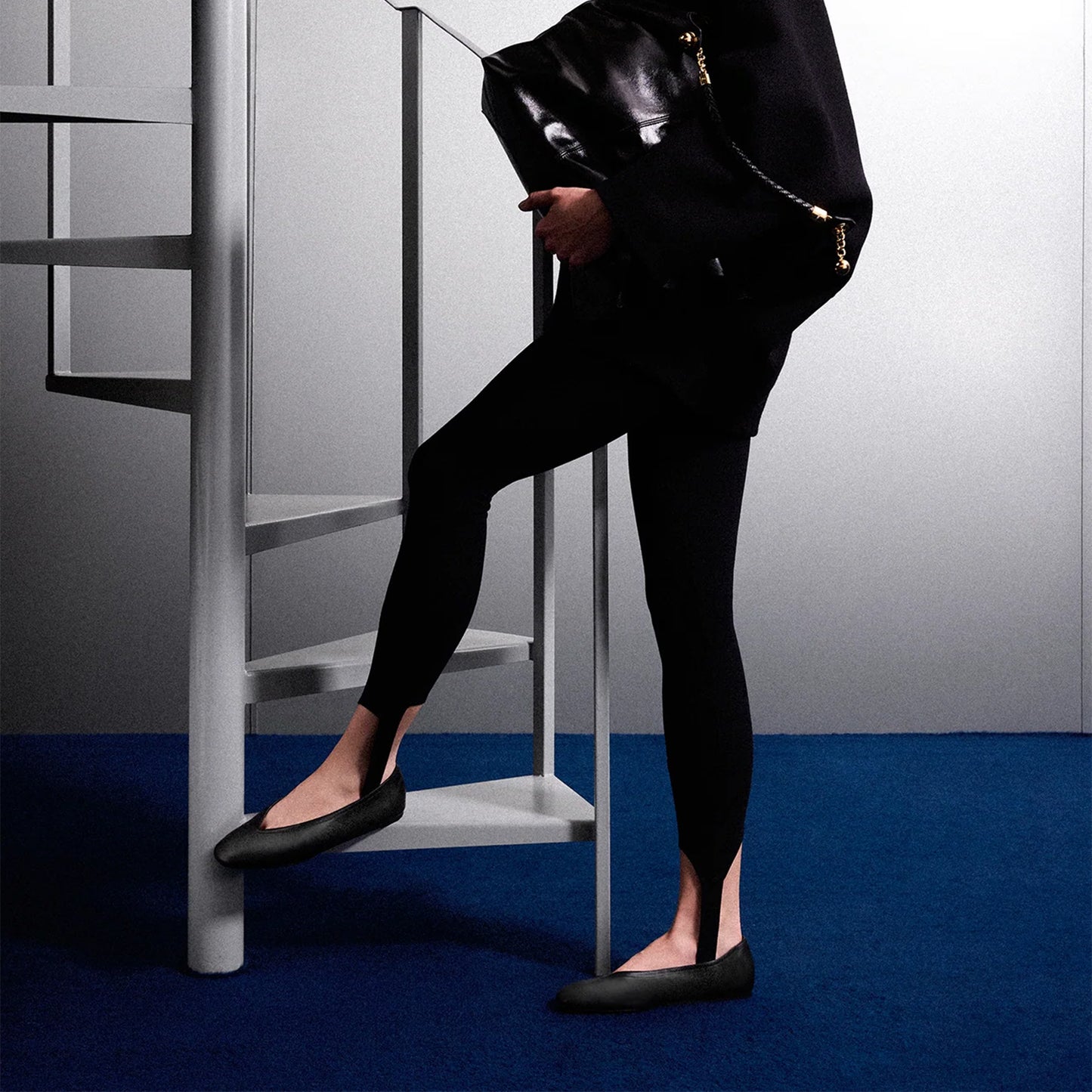 Black Vegan Leather Square-Toe Simple Ballet Flats