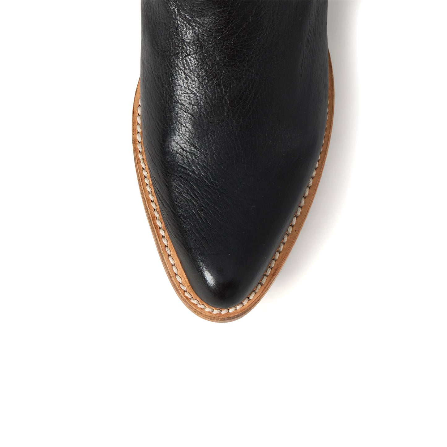 Black Pointed-Toe Simple Mid Calf Cowgirl Boots