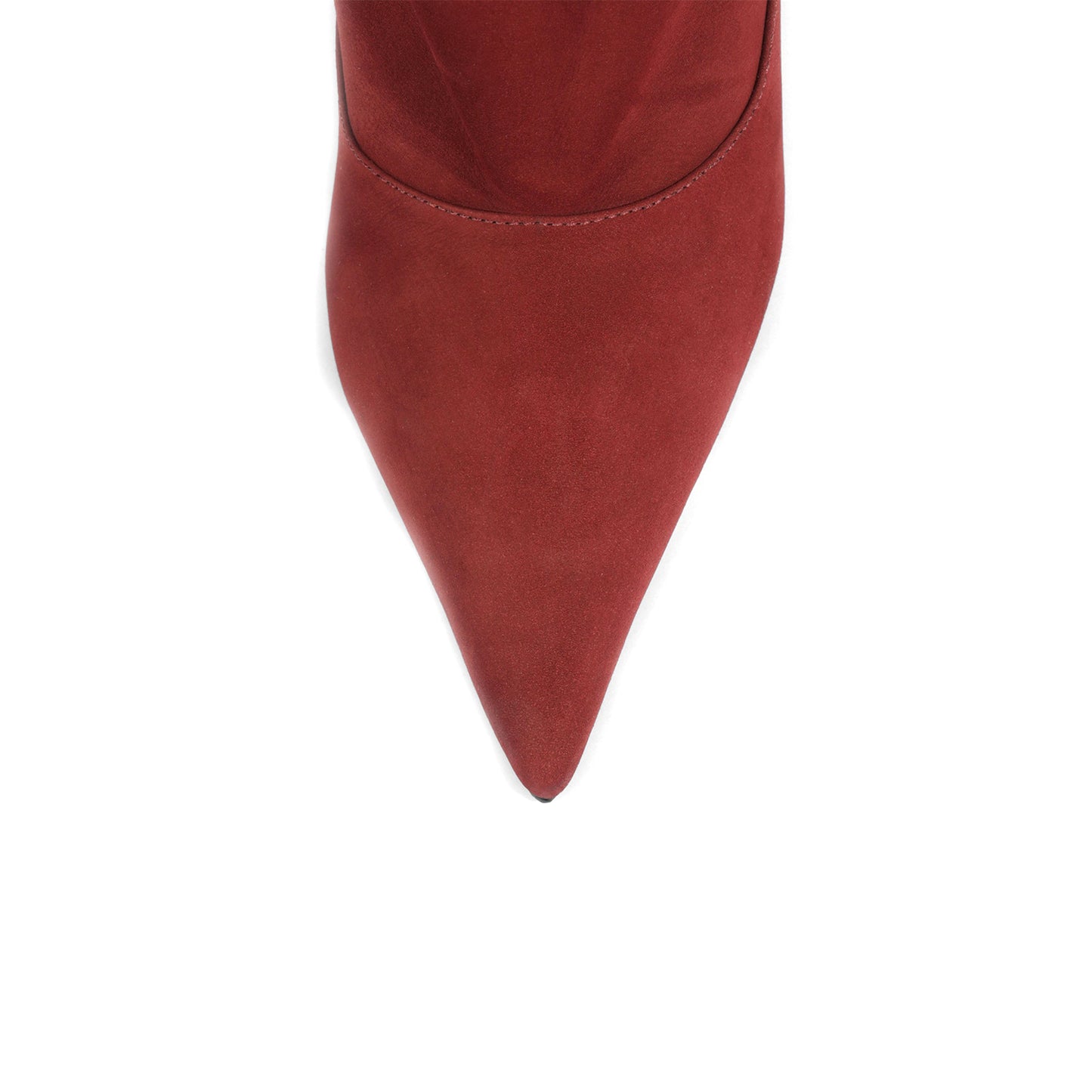 Red Brown Faux Suede Pointed-Toe Slouch Wide Calf Knee High Stiletto Boots