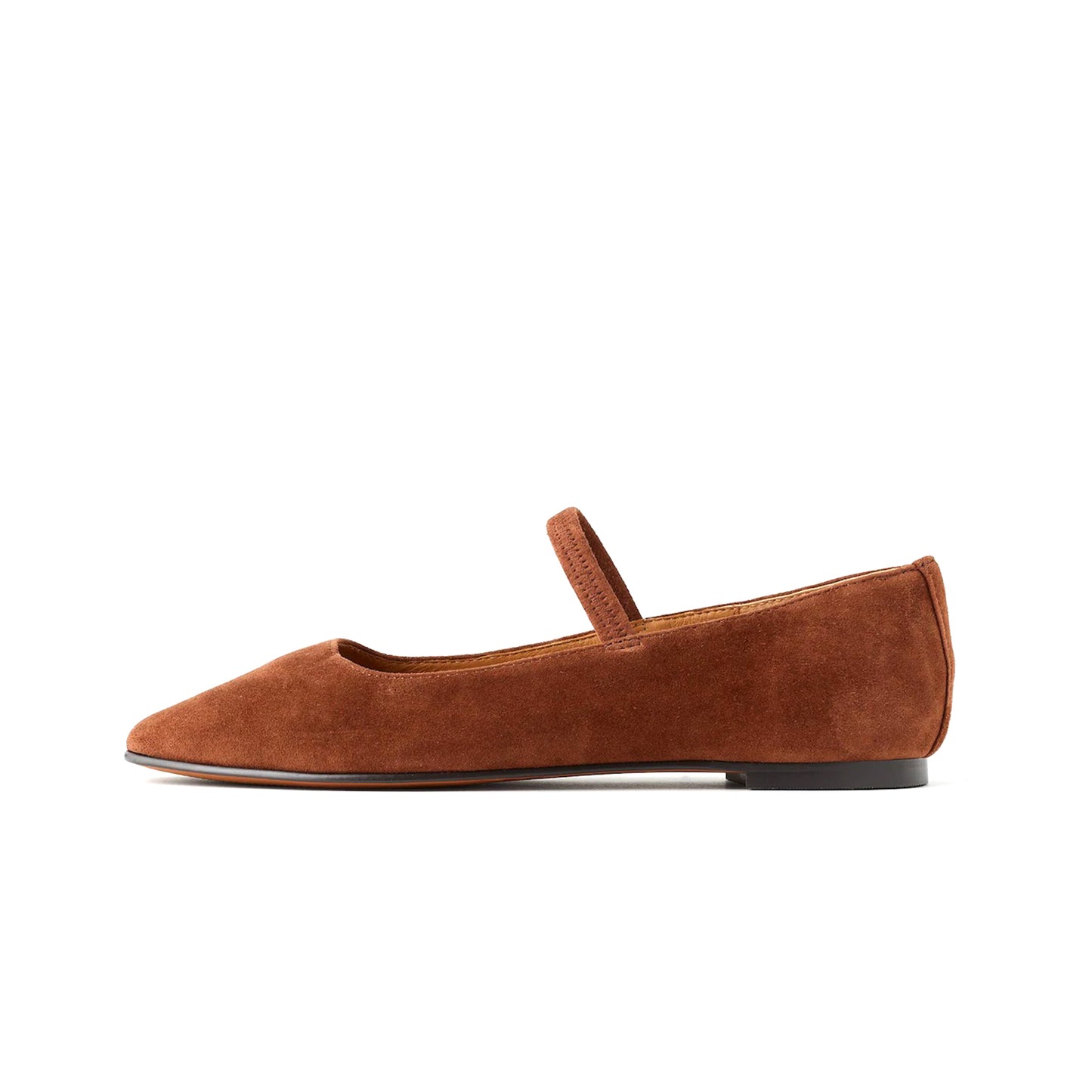 Forest Green Faux Suede Square-Toe Bridge Strap Slip-On Flats