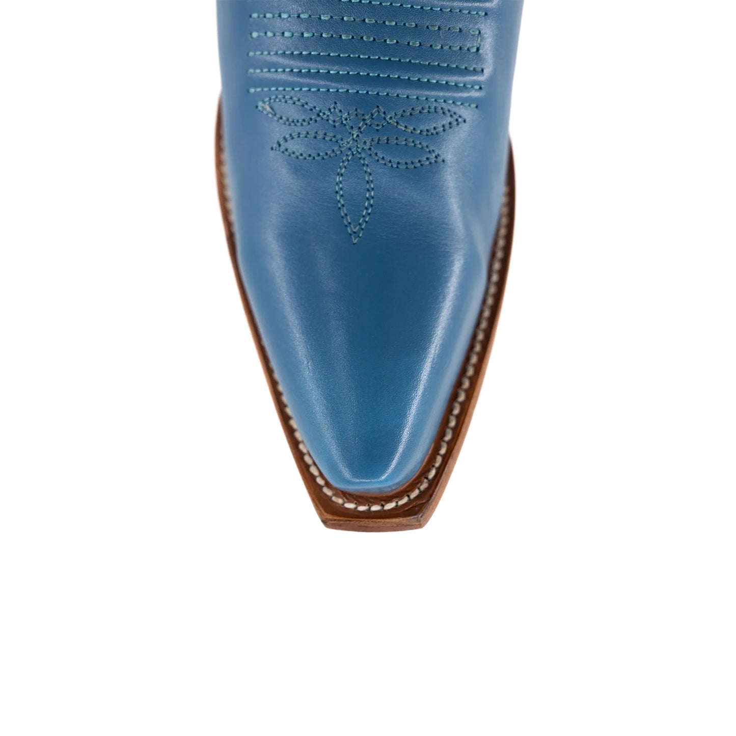 Blue Snip-Toe Rhinestone And Embroidery Half-Zip Knee High Cowgirl Boots