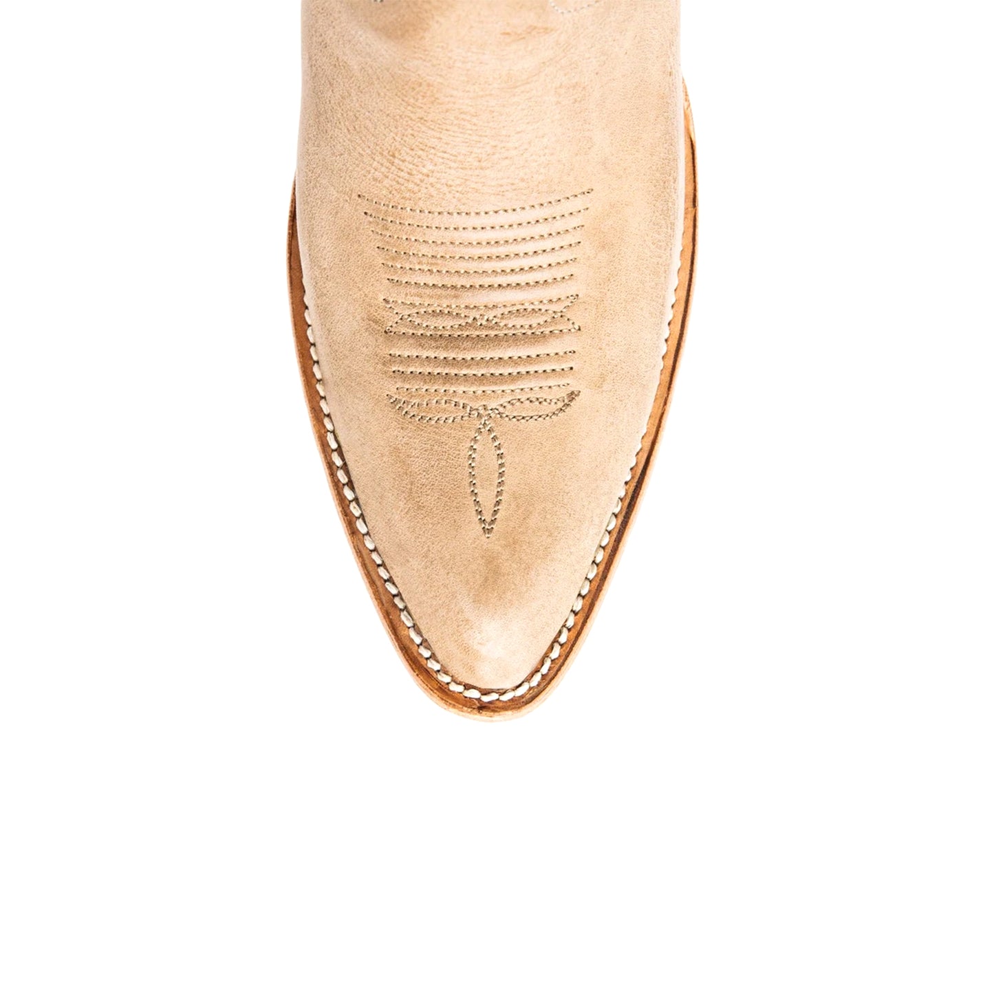 Sand Almond-Toe Embroidery Ankle Cowgirl Boots