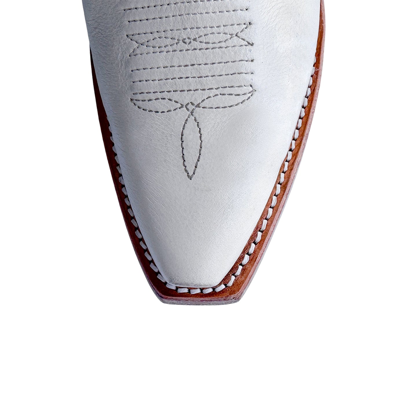 Offwhite Snip-Toe Hearts And Stars And “4” Inlay Ankle Cowgirl Boots