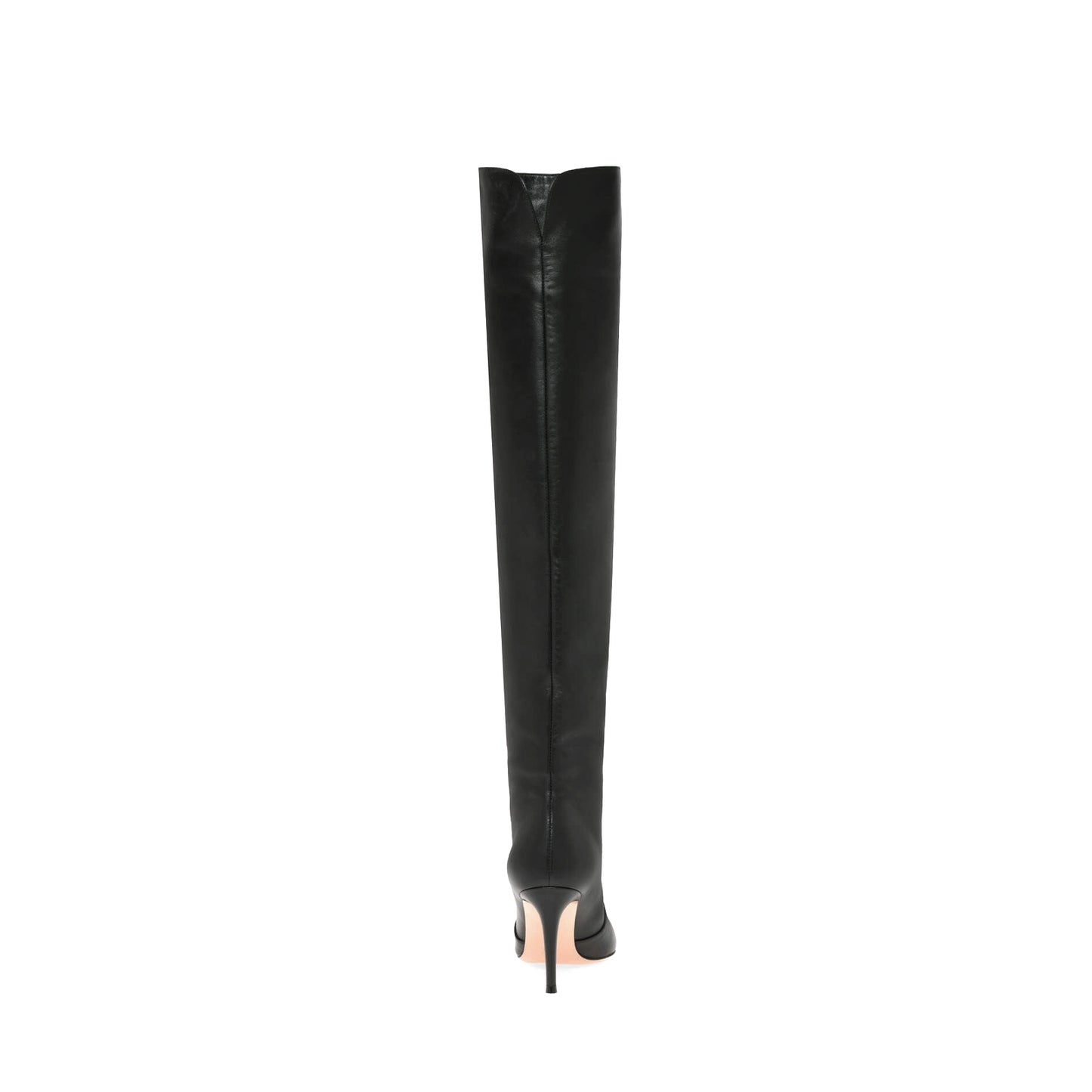 Black Vegan Leather Pointed-Toe Wide Calf Over-The-Knee Stiletto Boots