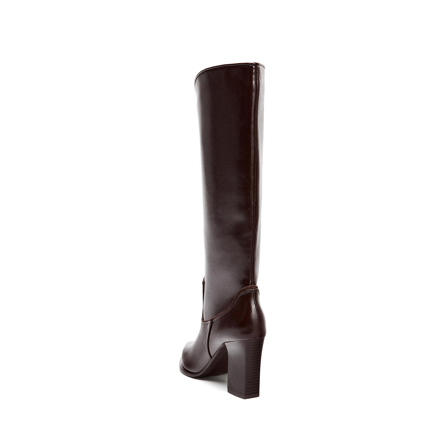 Dark Brown Pointed-Toe Simple Wide Calf Knee High Cowgirl Boots