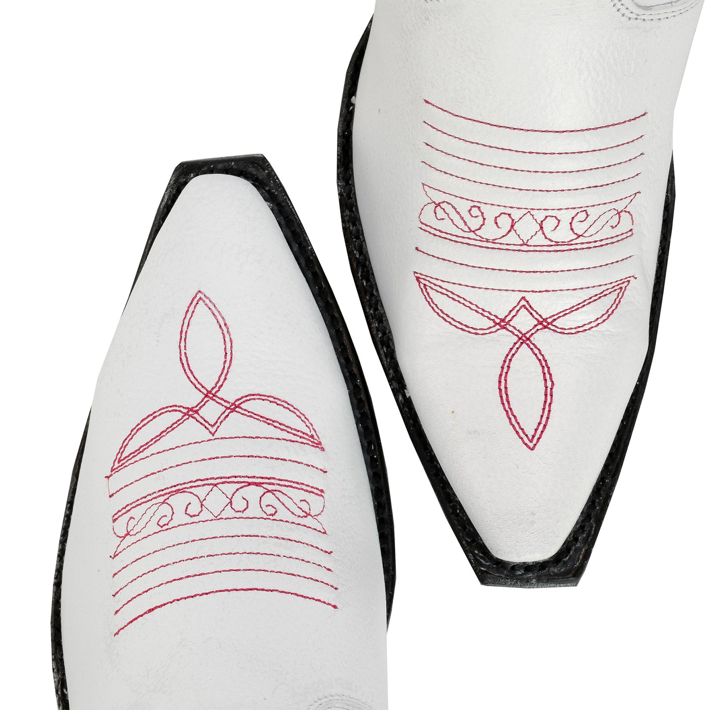 White Snip-Toe Studs And Embroidery Wide Calf Knee High Cowgirl Boots